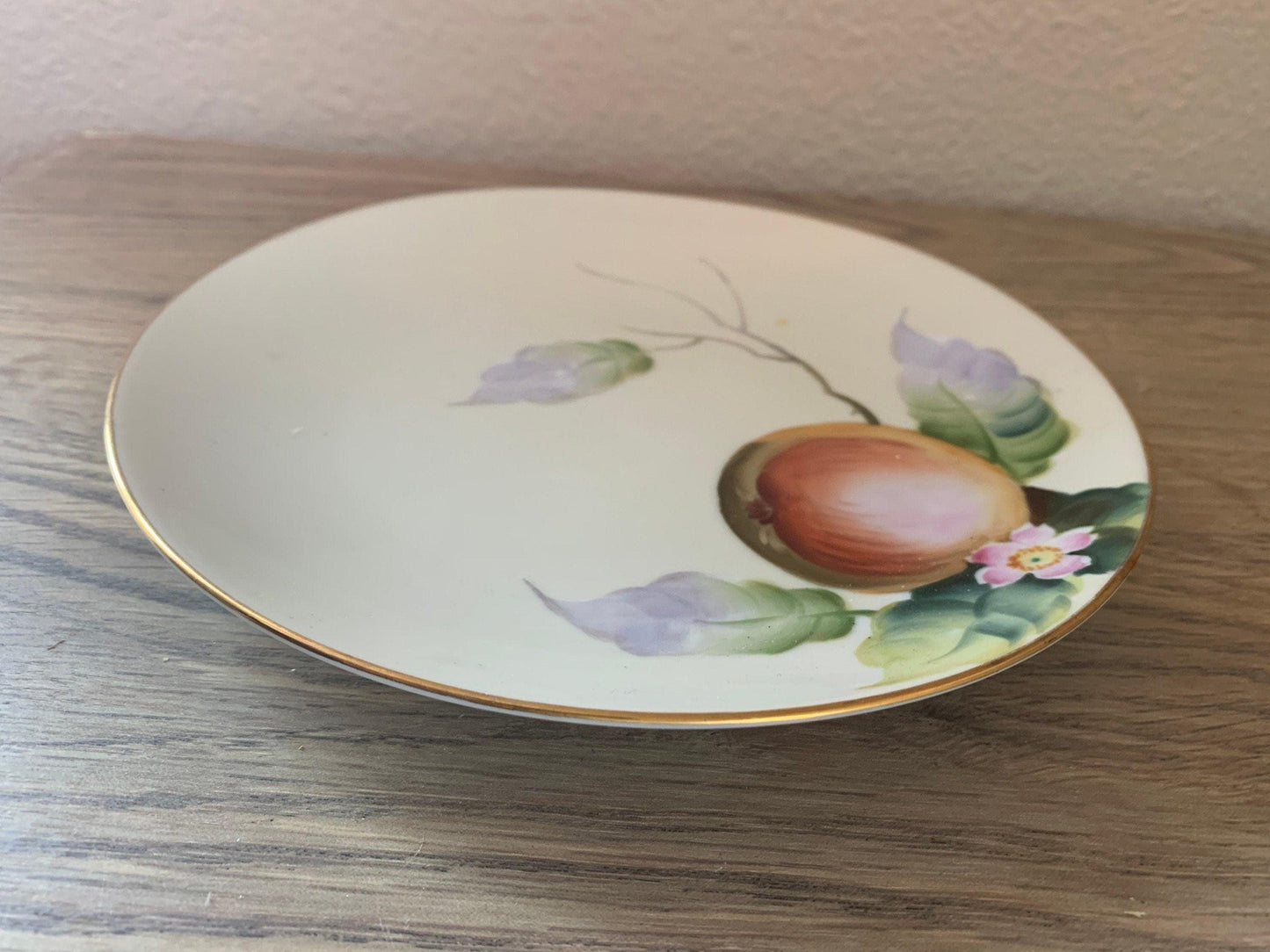 Noritake China Plate, Hand Painted Apple Blossom with Gold Trim, Vintage Porcelain Bread Plate Made in Japan -Located at Funkyhouse Vintage Antique Store, Weiser Idaho