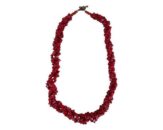 Red Puka Shell Necklace Vintage, Large Thick Necklace With Clasp, Beaded Jewelry Gift For Her -Located at Funkyhouse Vintage Antique Store, Weiser Idaho