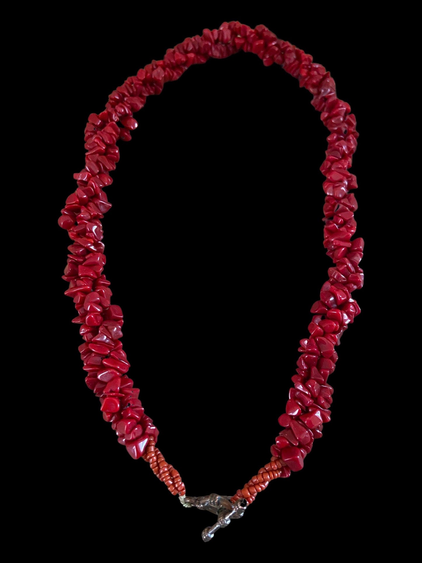 Red Puka Shell Necklace Vintage, Large Thick Necklace With Clasp, Beaded Jewelry Gift For Her -Located at Funkyhouse Vintage Antique Store, Weiser Idaho