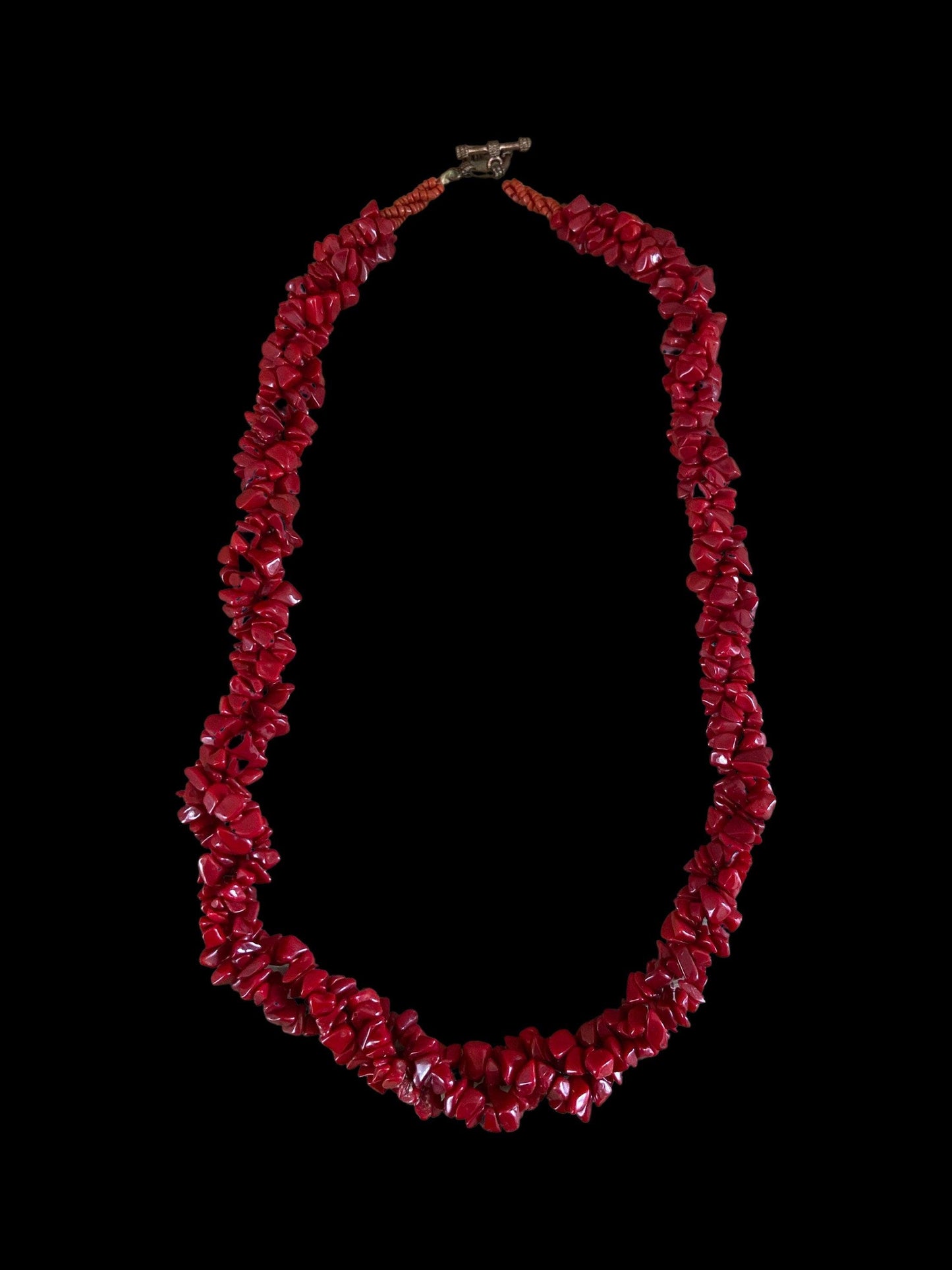 Red Puka Shell Necklace Vintage, Large Thick Necklace With Clasp, Beaded Jewelry Gift For Her -Located at Funkyhouse Vintage Antique Store, Weiser Idaho