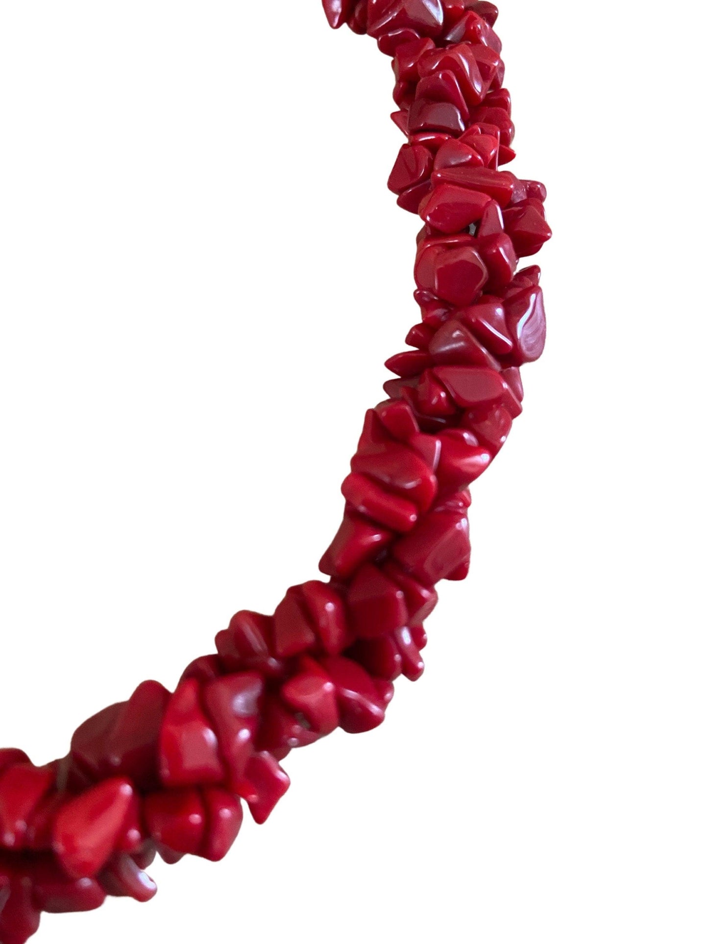 Red Puka Shell Necklace Vintage, Large Thick Necklace With Clasp, Beaded Jewelry Gift For Her -Located at Funkyhouse Vintage Antique Store, Weiser Idaho