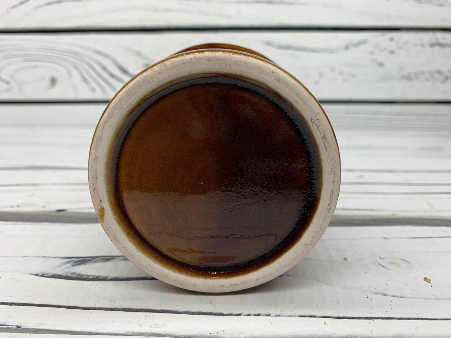 Set Of 3 Vintage Small Ceramic Brown Crock Bowls, Set of Sugar Bowls, Trinket Dishes -Located at Funkyhouse Vintage Antique Store, Weiser Idaho