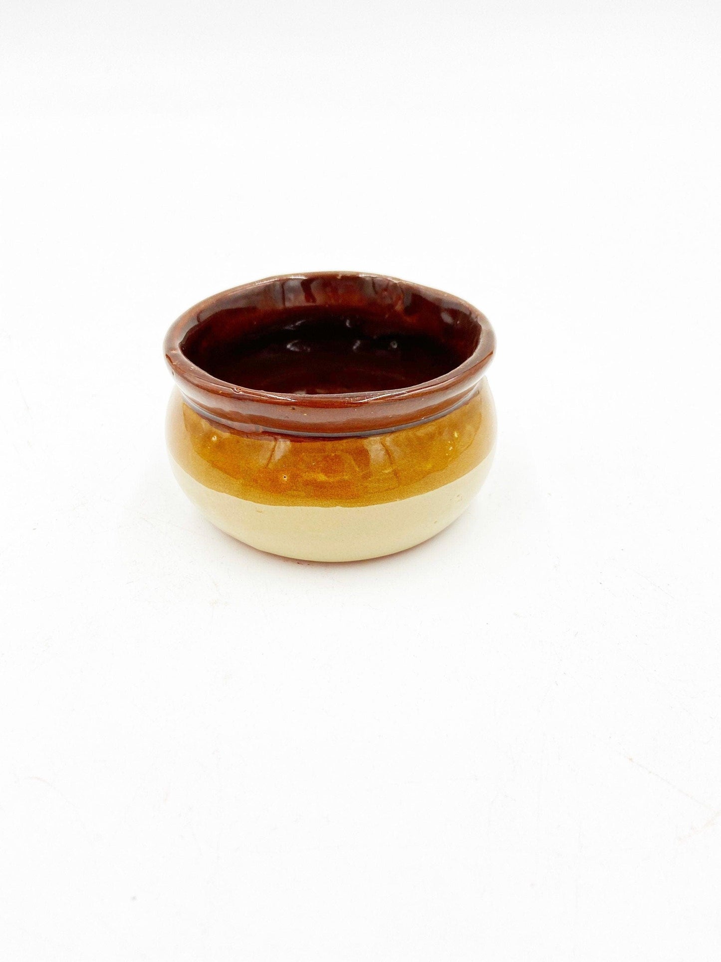 Set Of 4 Vintage Small Ceramic Brown Bowls, Set of Sugar Bowls, Trinket Dishes -Located at Funkyhouse Vintage Antique Store, Weiser Idaho