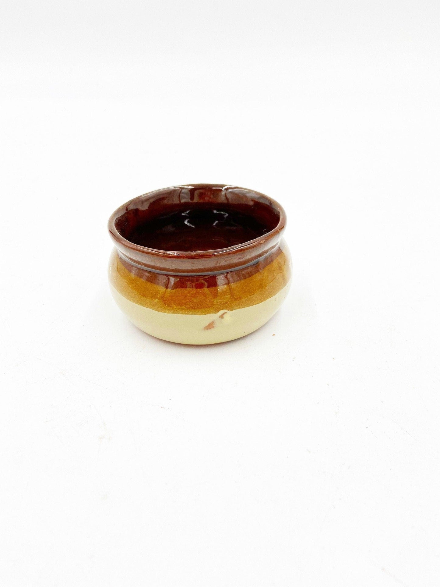 Set Of 4 Vintage Small Ceramic Brown Bowls, Set of Sugar Bowls, Trinket Dishes -Located at Funkyhouse Vintage Antique Store, Weiser Idaho