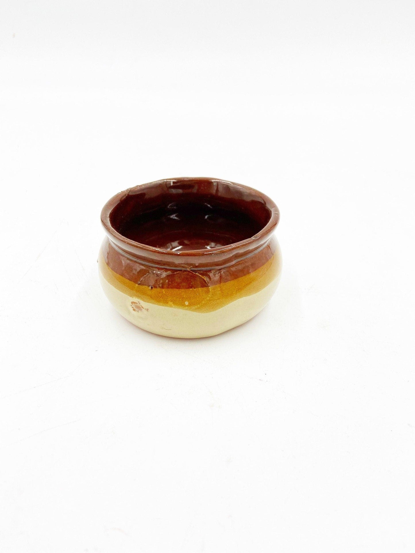 Set Of 4 Vintage Small Ceramic Brown Bowls, Set of Sugar Bowls, Trinket Dishes -Located at Funkyhouse Vintage Antique Store, Weiser Idaho