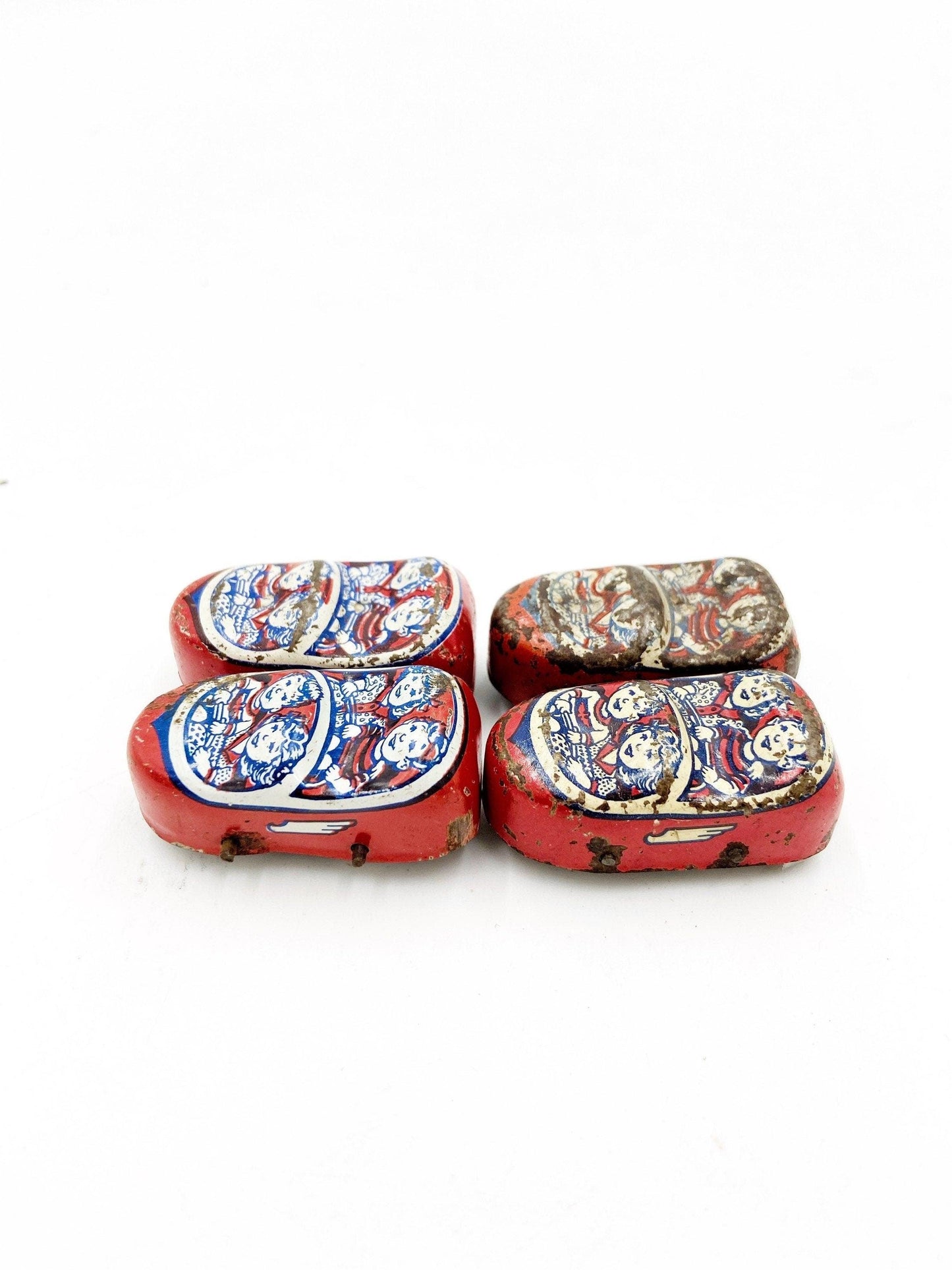Set Of Four Vintage J Chein Tin Litho Roller Coaster Toy Cars, Antique Roller Coaster Toy Roller Coaster Set -Located at Funkyhouse Vintage Antique Store, Weiser Idaho