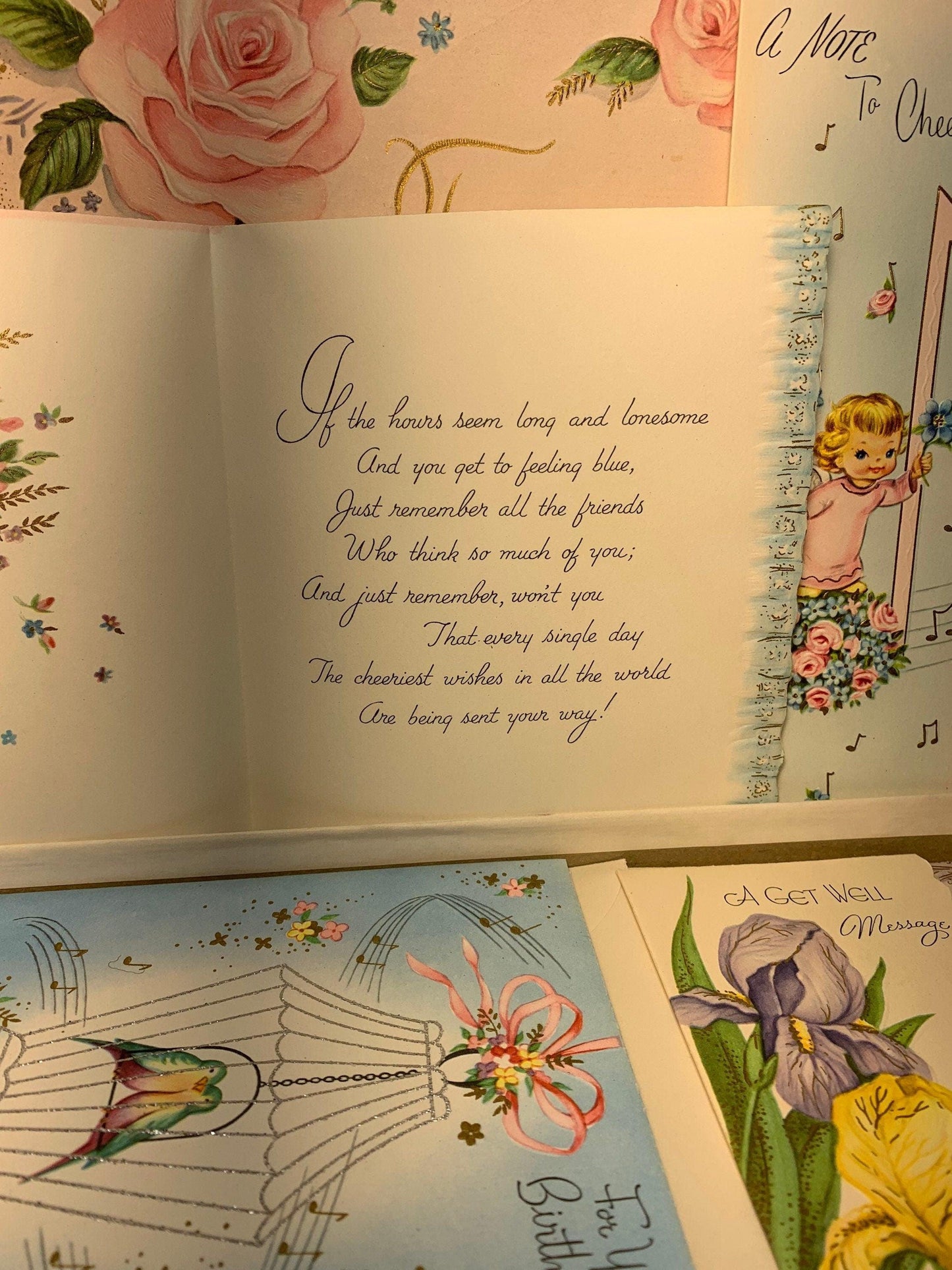 Set of Vintage Greeting Cards, Favorite Trio Variety of Greeting Cards, Birthday, Well Wishes, Thinking of You -Located at Funkyhouse Vintage Antique Store, Weiser Idaho
