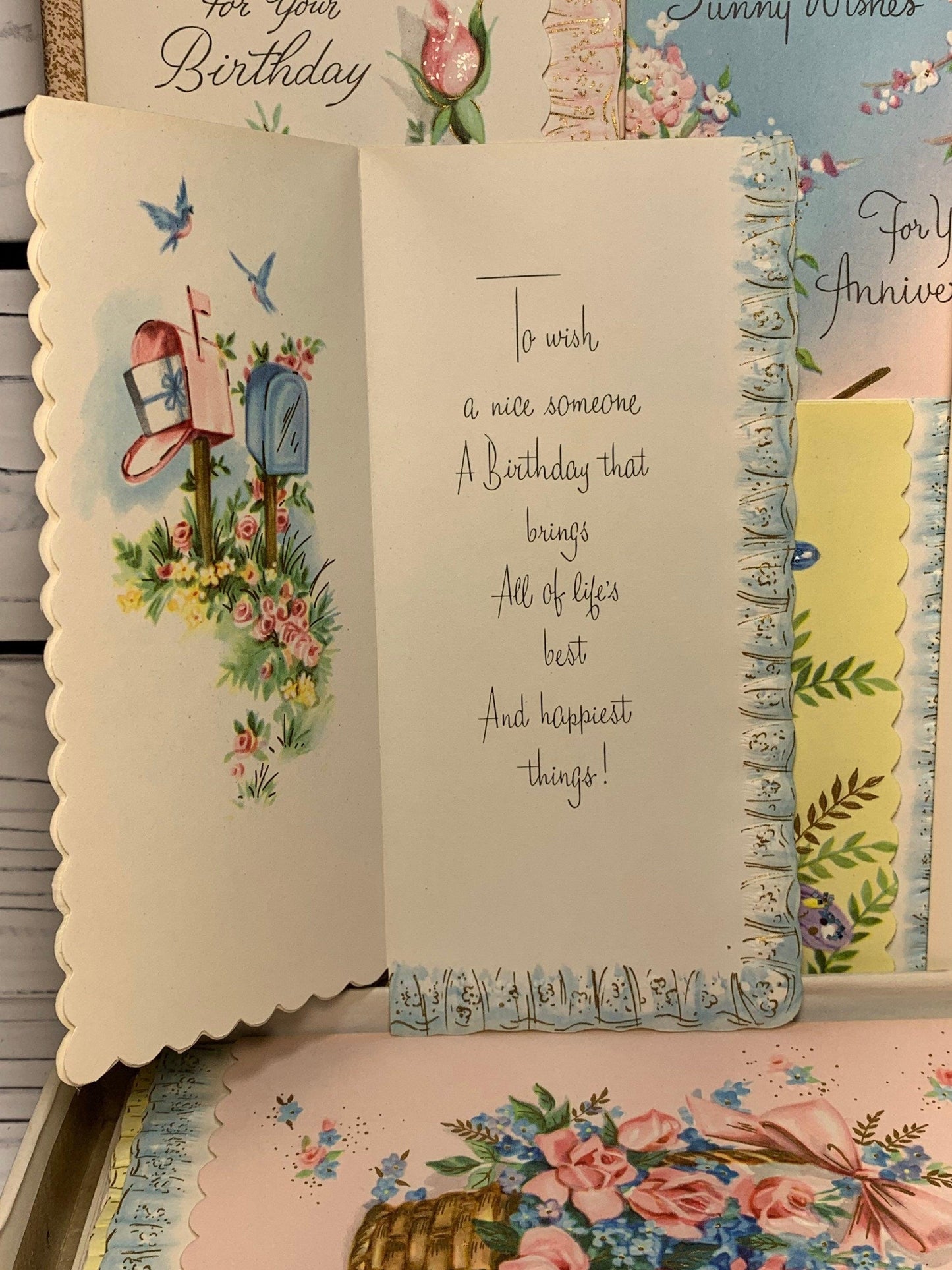 Set of Vintage Greeting Cards, Favorite Trio Variety of Greeting Cards, Birthday, Well Wishes, Thinking of You -Located at Funkyhouse Vintage Antique Store, Weiser Idaho