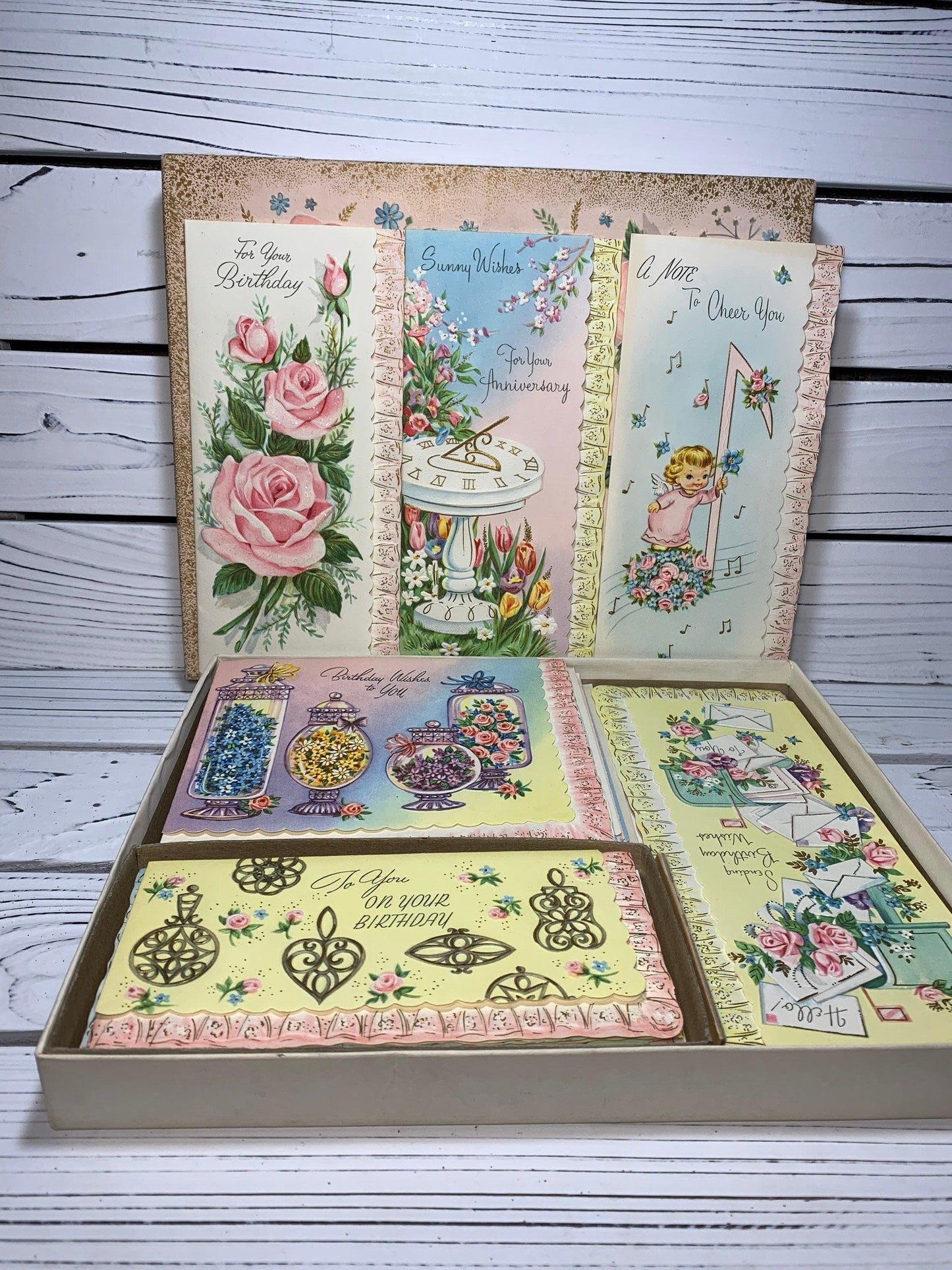 Set of Vintage Greeting Cards, Favorite Trio Variety of Greeting Cards, Birthday, Well Wishes, Thinking of You -Located at Funkyhouse Vintage Antique Store, Weiser Idaho
