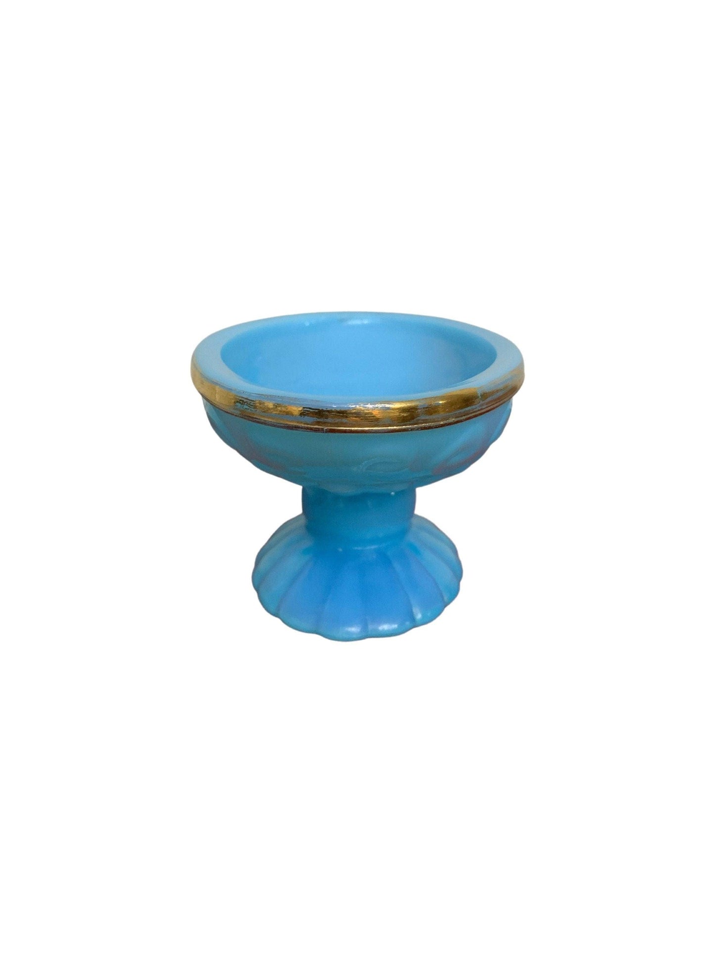 Soap Dish By Avon, Vintage Blue Bathroom Glassware With Gold Edge, Bathroom Decor -Located at Funkyhouse Vintage Antique Store, Weiser Idaho