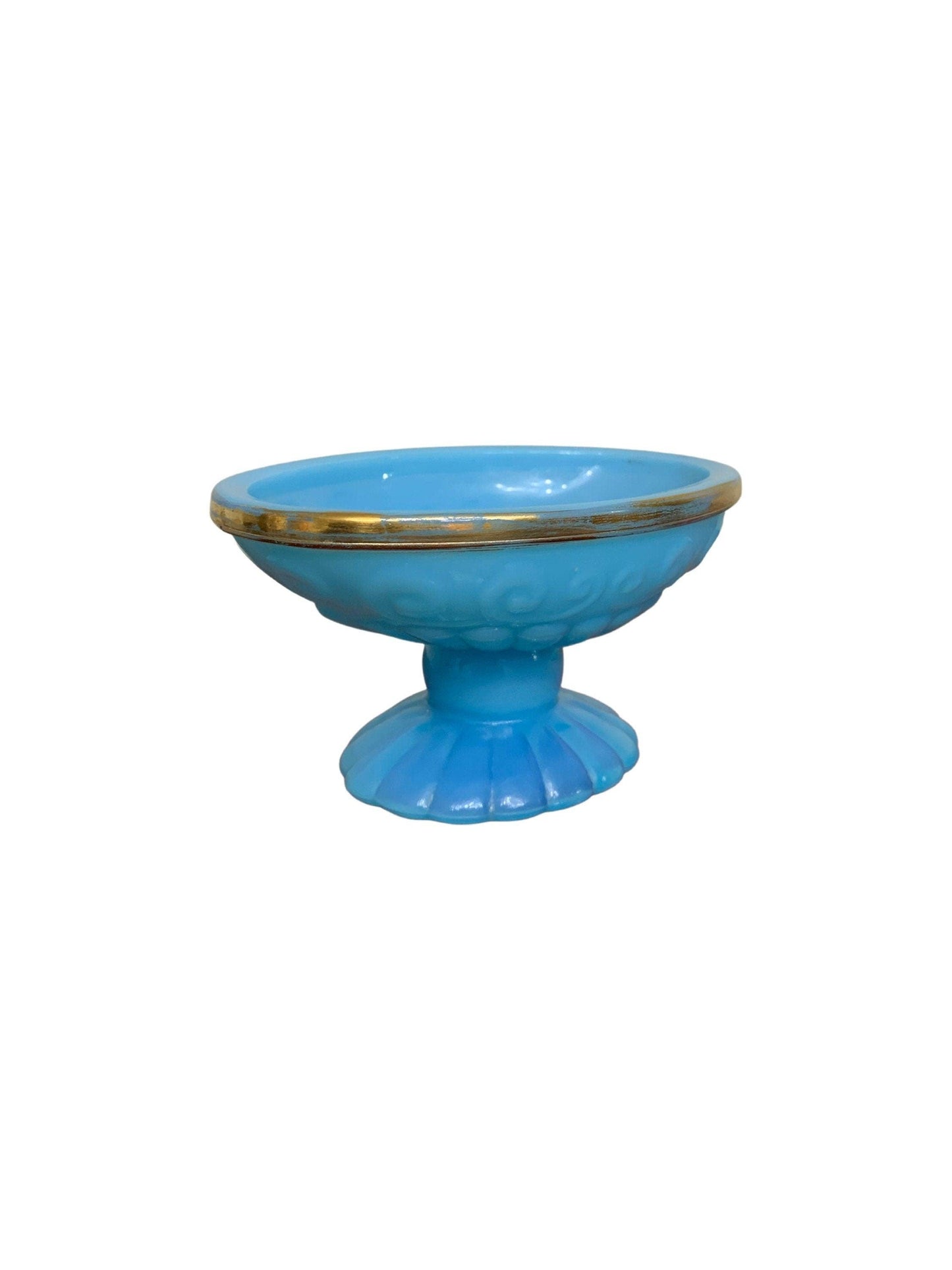 Soap Dish By Avon, Vintage Blue Bathroom Glassware With Gold Edge, Bathroom Decor -Located at Funkyhouse Vintage Antique Store, Weiser Idaho