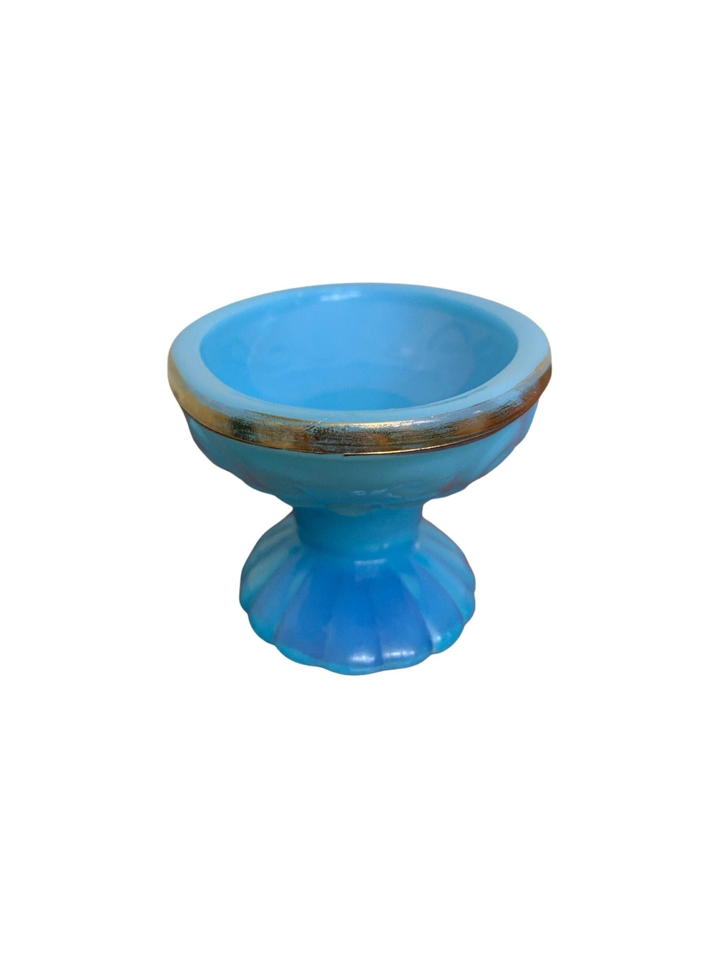 Soap Dish By Avon, Vintage Blue Bathroom Glassware With Gold Edge, Bathroom Decor -Located at Funkyhouse Vintage Antique Store, Weiser Idaho
