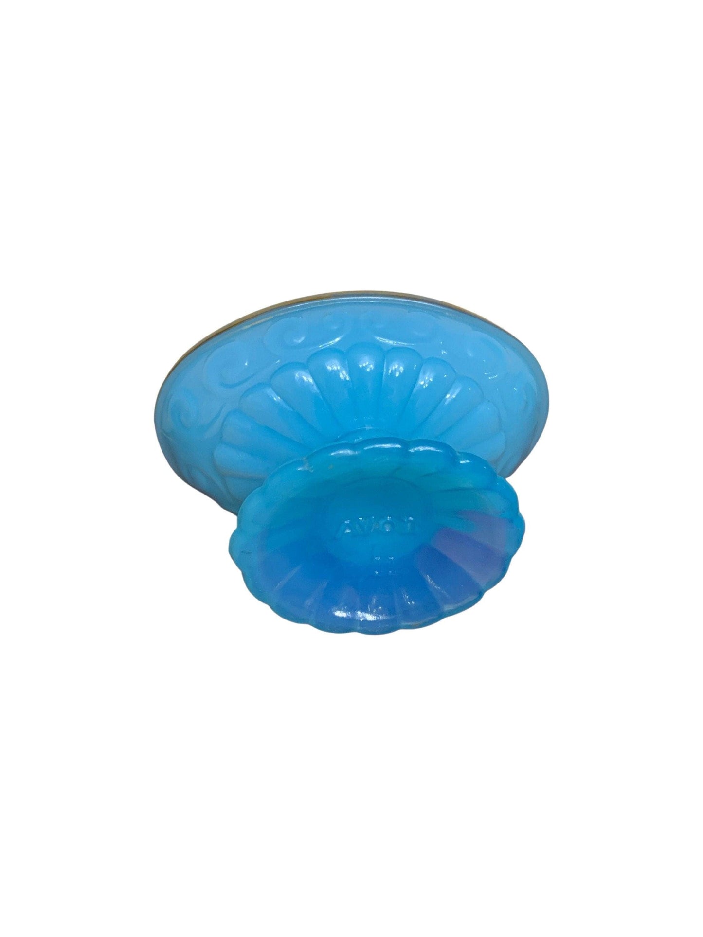 Soap Dish By Avon, Vintage Blue Bathroom Glassware With Gold Edge, Bathroom Decor -Located at Funkyhouse Vintage Antique Store, Weiser Idaho