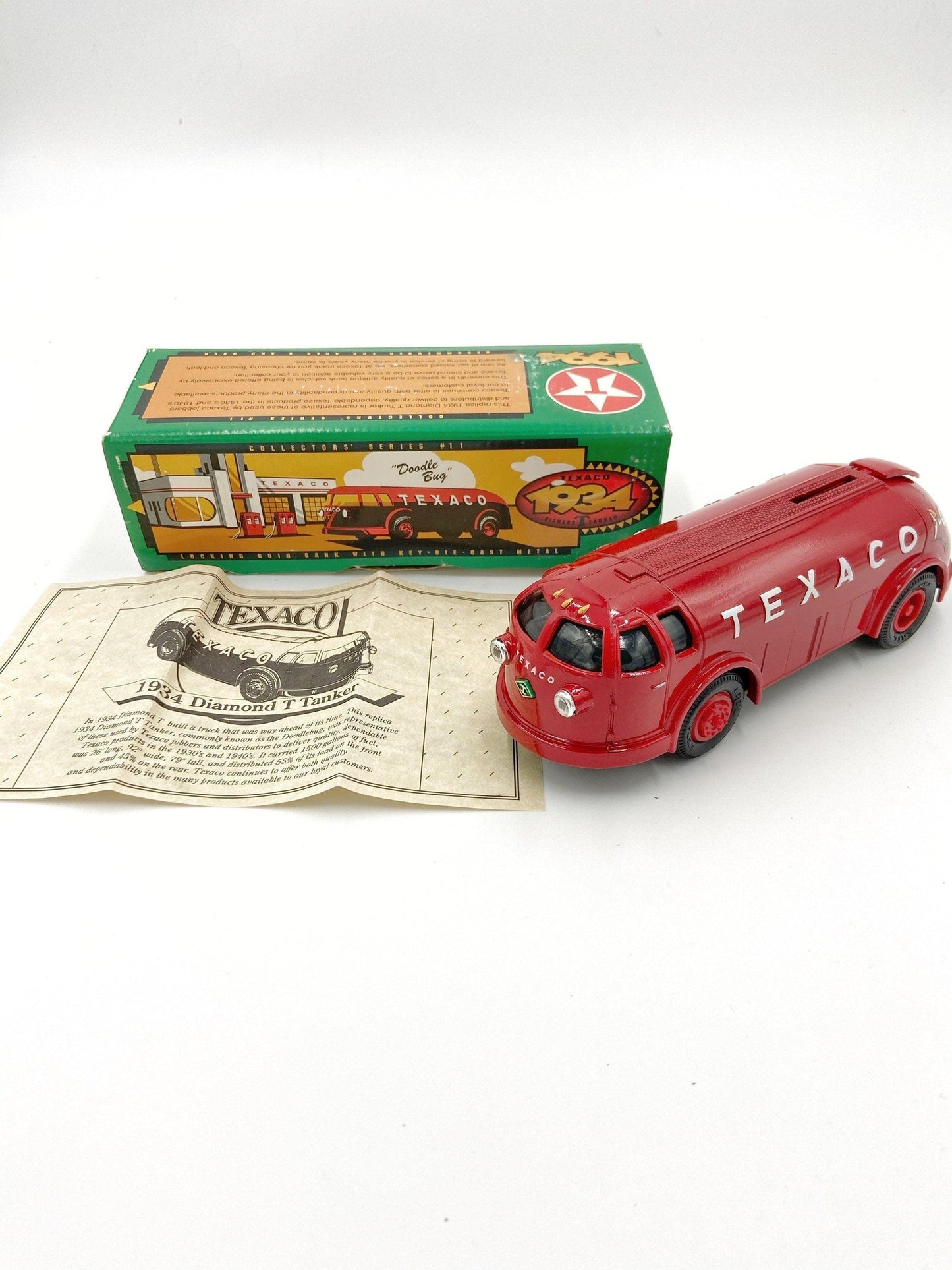 Texaco 1934 Diamond T Tanker Coin Bank, Limited Edition Collectible Series, Vintage Gas Station Memorabilia, Doodle Bug Bus -Located at Funkyhouse Vintage Antique Store, Weiser Idaho
