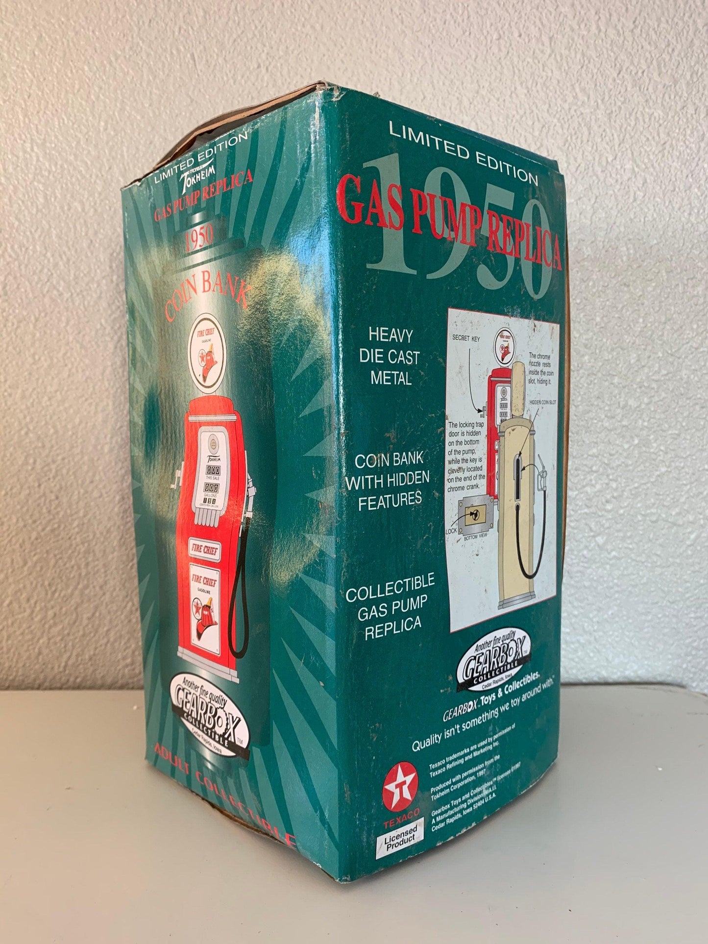 Texaco Fire Chief 1950 Tokheim Diecast Gas Pump Coin Bank, Limited Edition Collectible, Gas And Oil Memorabilia, Gas Station Classic Car -Located at Funkyhouse Vintage Antique Store, Weiser Idaho