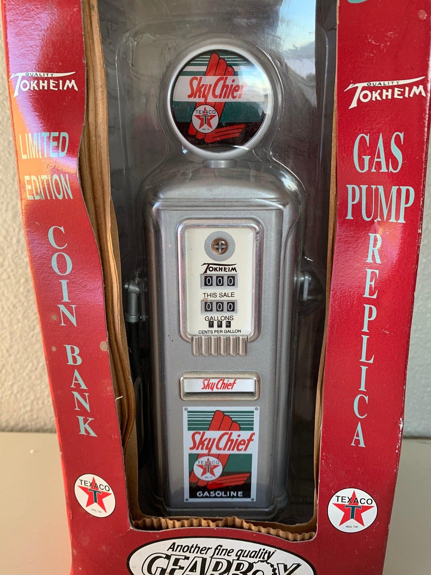 Texaco Sky Chief 1950 Tokheim Diecast Gas Pump Coin Bank, Limited Edition Collectible, Gas And Oil Memorabilia, Gas Station Classic Car -Located at Funkyhouse Vintage Antique Store, Weiser Idaho