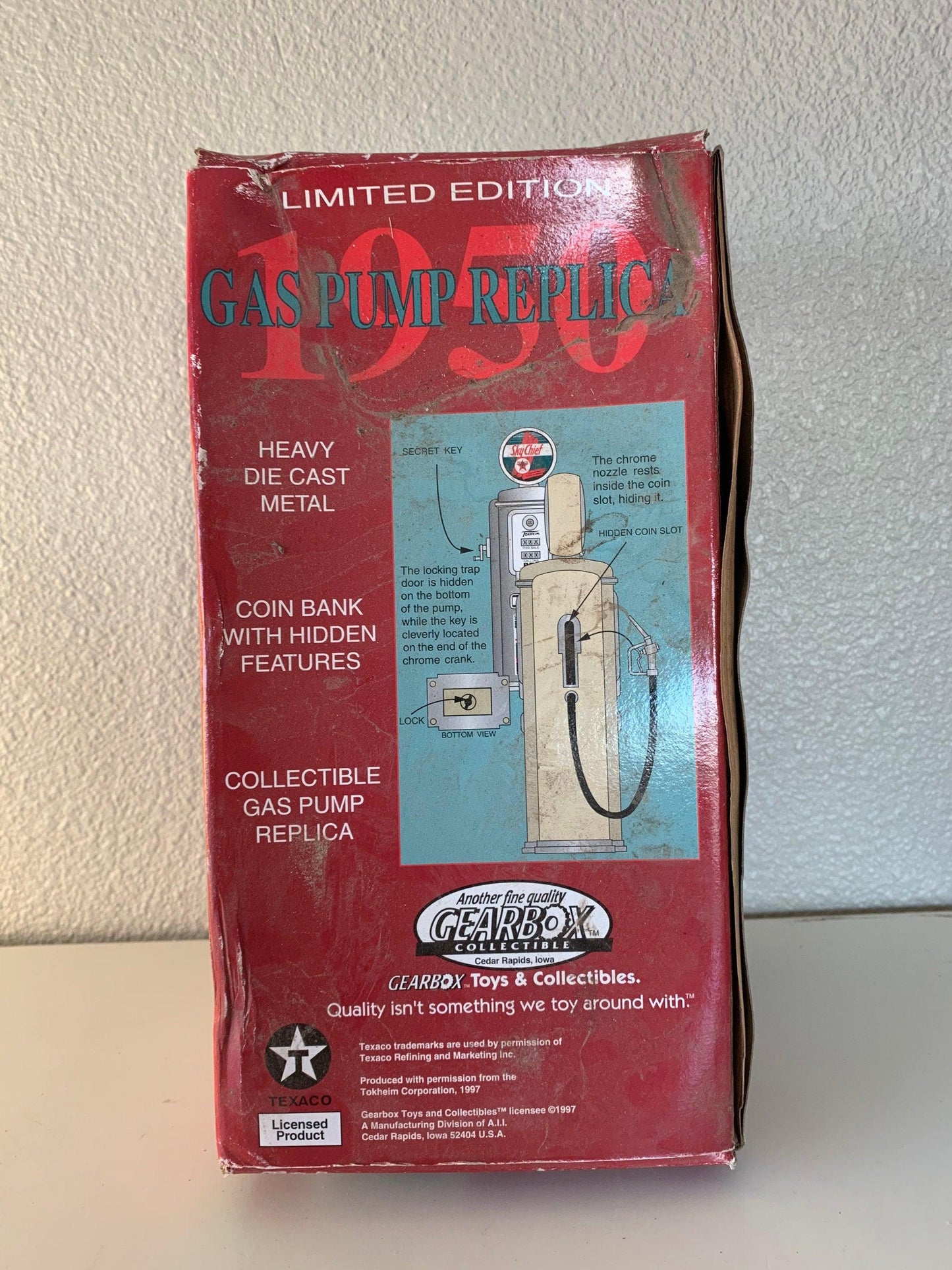Texaco Sky Chief 1950 Tokheim Diecast Gas Pump Coin Bank, Limited Edition Collectible, Gas And Oil Memorabilia, Gas Station Classic Car -Located at Funkyhouse Vintage Antique Store, Weiser Idaho