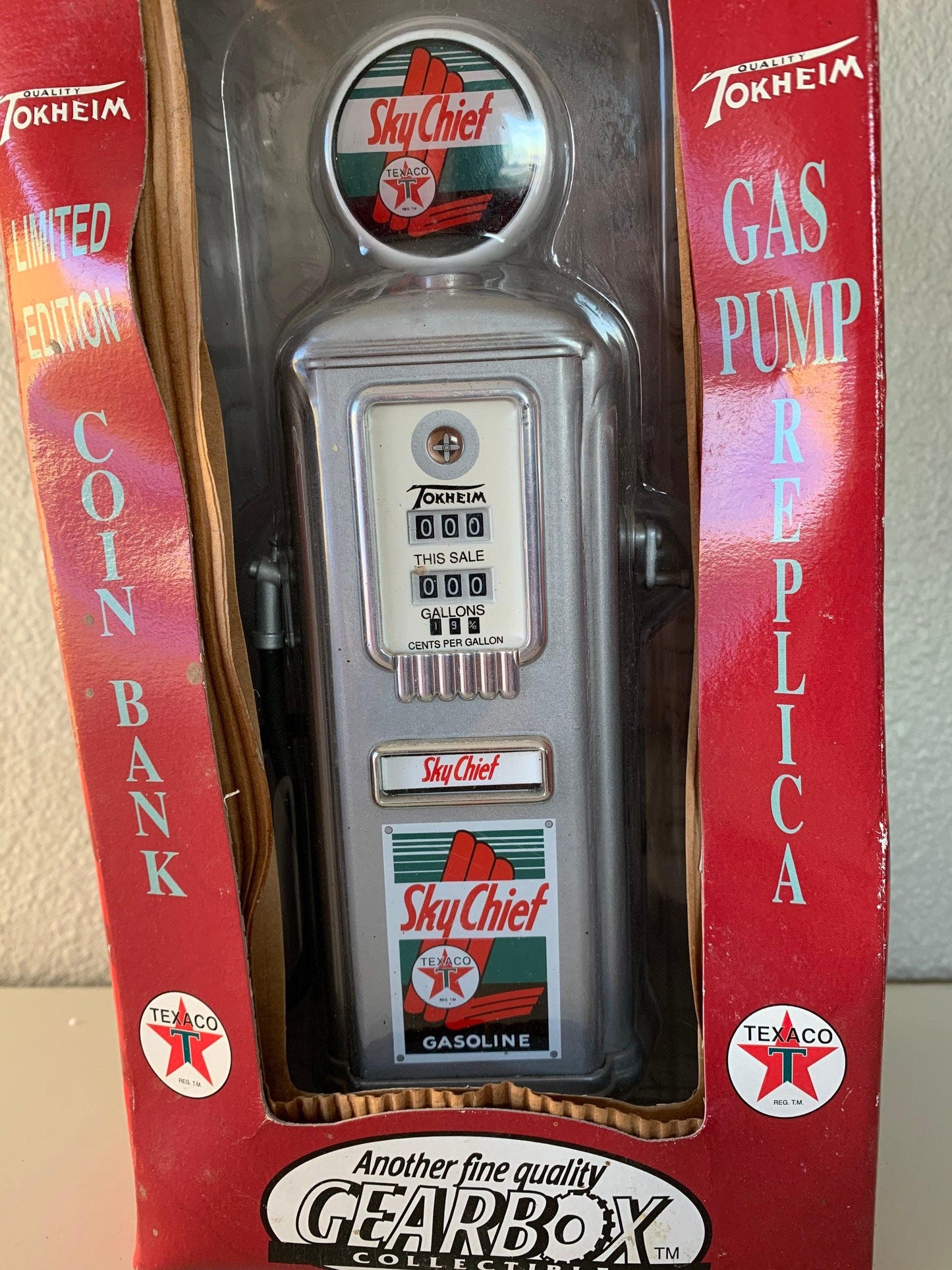 Texaco Sky Chief 1950 Tokheim Diecast Gas Pump Coin Bank, Limited Edition Collectible, Gas And Oil Memorabilia, Gas Station Classic Car -Located at Funkyhouse Vintage Antique Store, Weiser Idaho