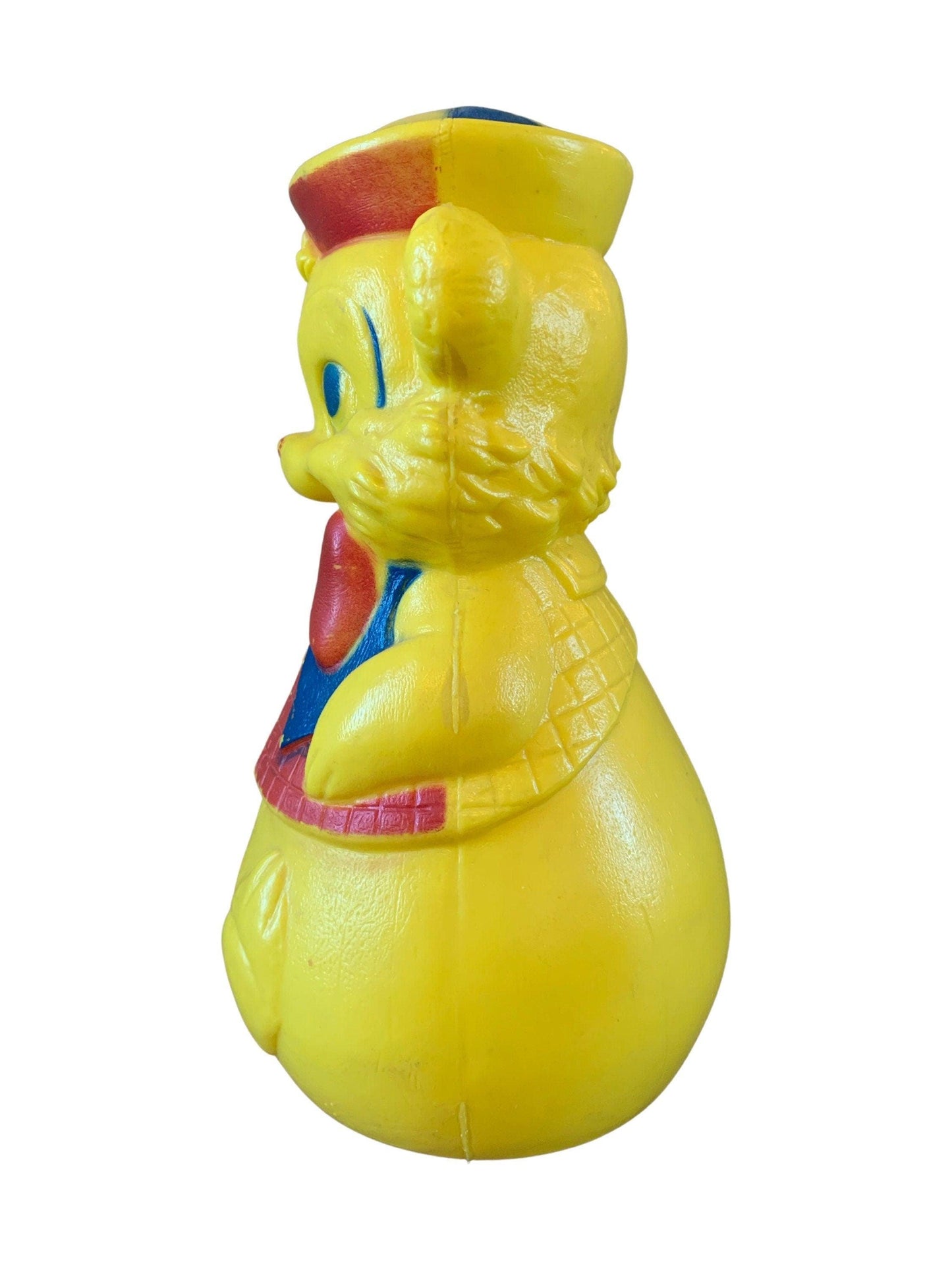 Toy Bear By Eldon, Vintage Rolly Polly Hard Yellow Plastic Bear -Located at Funkyhouse Vintage Antique Store, Weiser Idaho