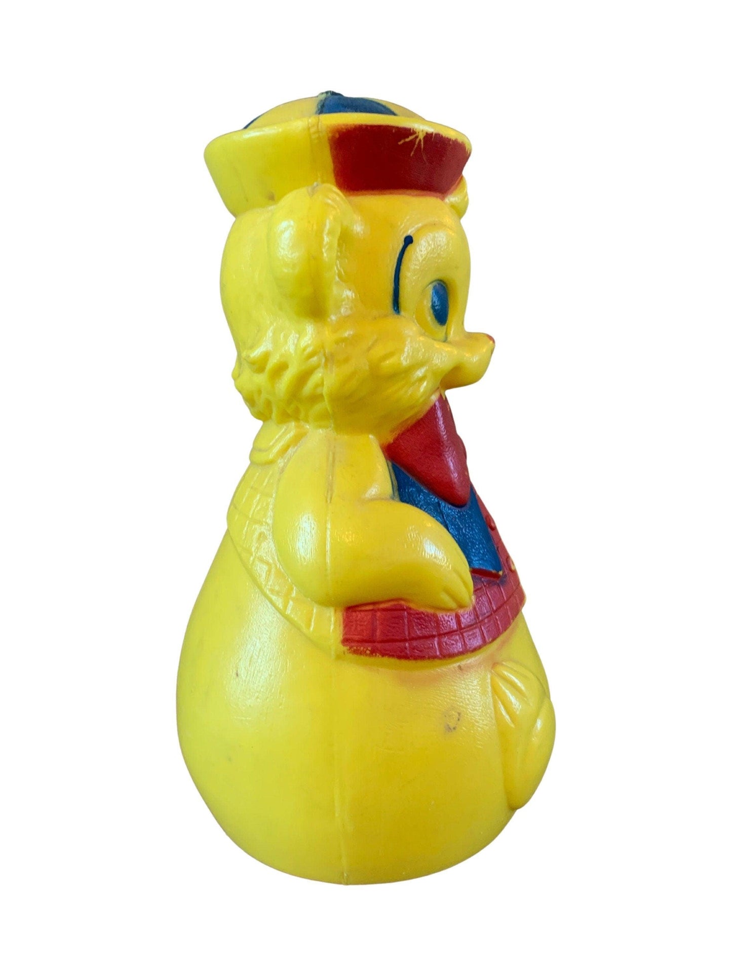 Toy Bear By Eldon, Vintage Rolly Polly Hard Yellow Plastic Bear -Located at Funkyhouse Vintage Antique Store, Weiser Idaho