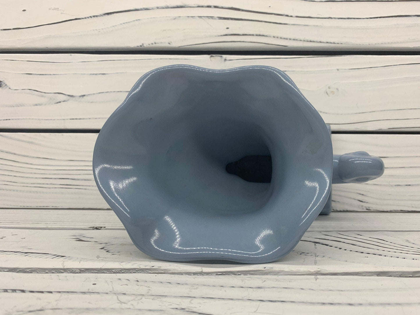Vintage Abingdon Vase, Blue Mid Century Cornucopia Decor, Shell Style Home Decor -Located at Funkyhouse Vintage Antique Store, Weiser Idaho