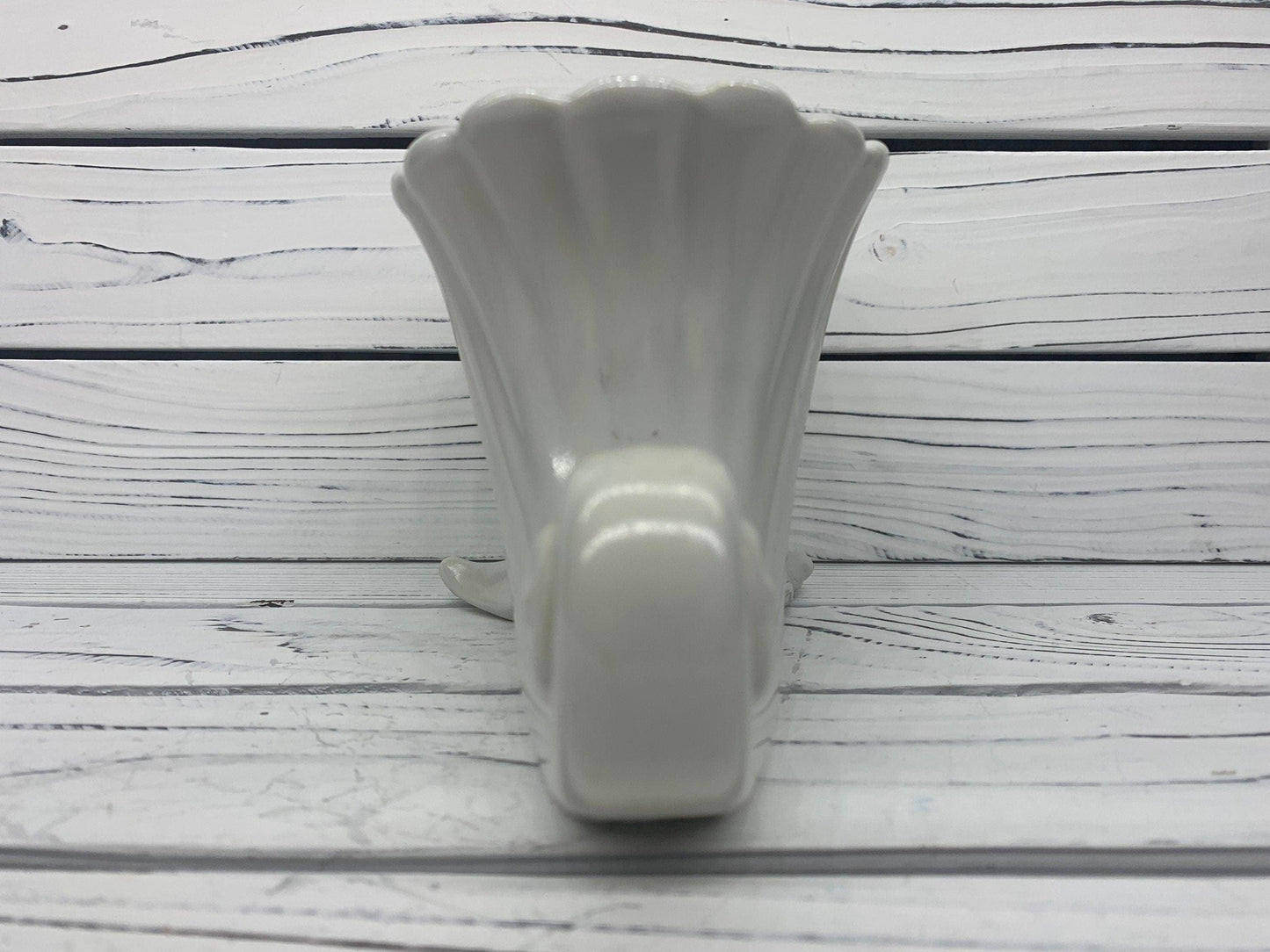 Vintage Abingdon Vase, White Mid Century Cornucopia Decor, Shell Style Home Decor -Located at Funkyhouse Vintage Antique Store, Weiser Idaho