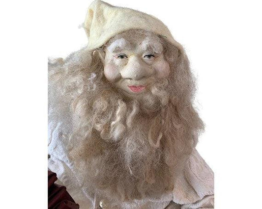 Vintage Animatronic Elf Playing Accordion, Sitting Mantle Animated Christmas Doll, Moving Electric Decor -Located at Funkyhouse Vintage Antique Store, Weiser Idaho