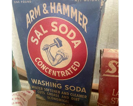 Vintage Arm & Hammer Washing Soda, Open Box, Partial Contents -Located at Funkyhouse Vintage Antique Store, Weiser Idaho
