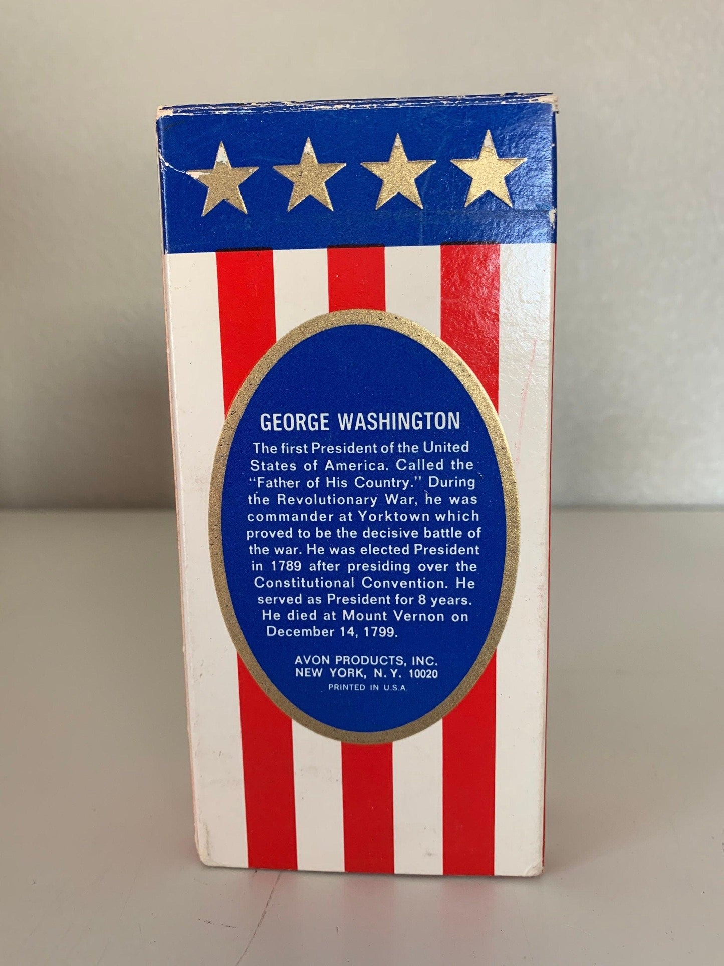 Vintage Avon Collectible George Washington Decanter After Shave Cologne, Empty Bottle With Box, Fathers Day Gift, Mens Gifts -Located at Funkyhouse Vintage Antique Store, Weiser Idaho