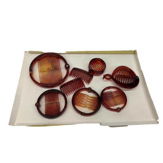 Vintage Banana Hair Clips, Brown Plastic Hair Holders -Located at Funkyhouse Vintage Antique Store, Weiser Idaho