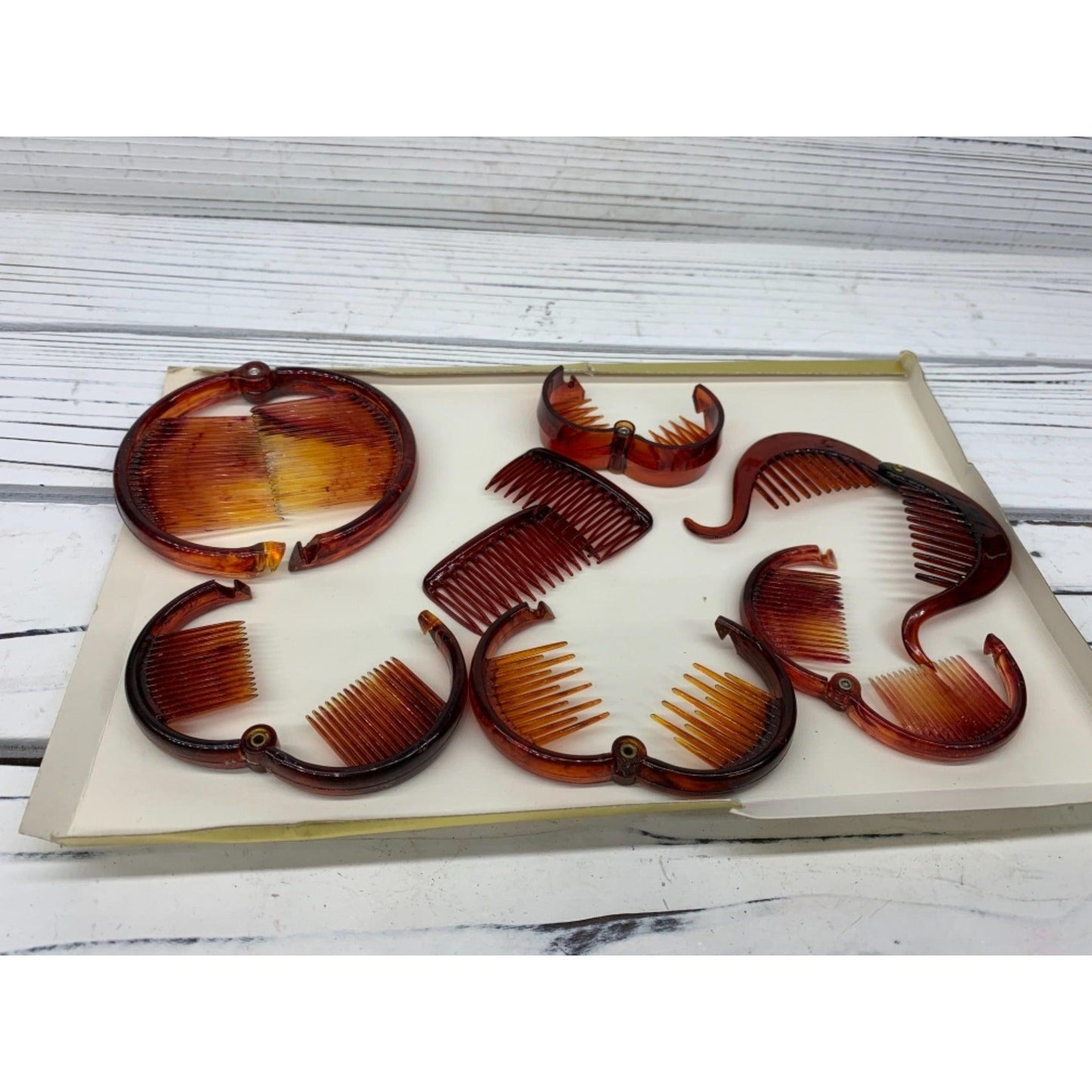 Vintage Banana Hair Clips, Brown Plastic Hair Holders -Located at Funkyhouse Vintage Antique Store, Weiser Idaho
