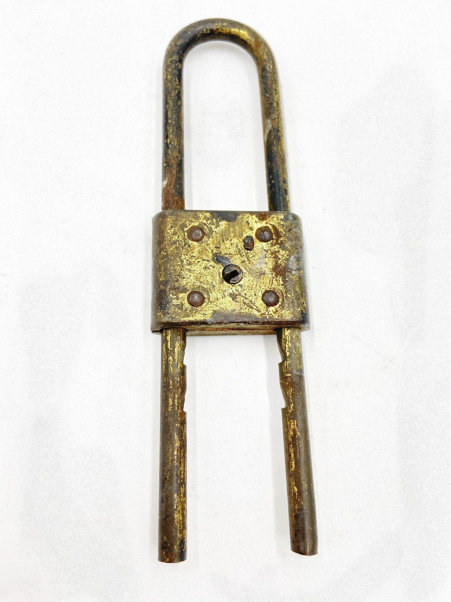 Vintage BIKE Brand Padlock, Rusty Old Home Decor, No Key, Country Farmhouse Decor, Primitive Knick Knacks, Lock No Key -Located at Funkyhouse Vintage Antique Store, Weiser Idaho