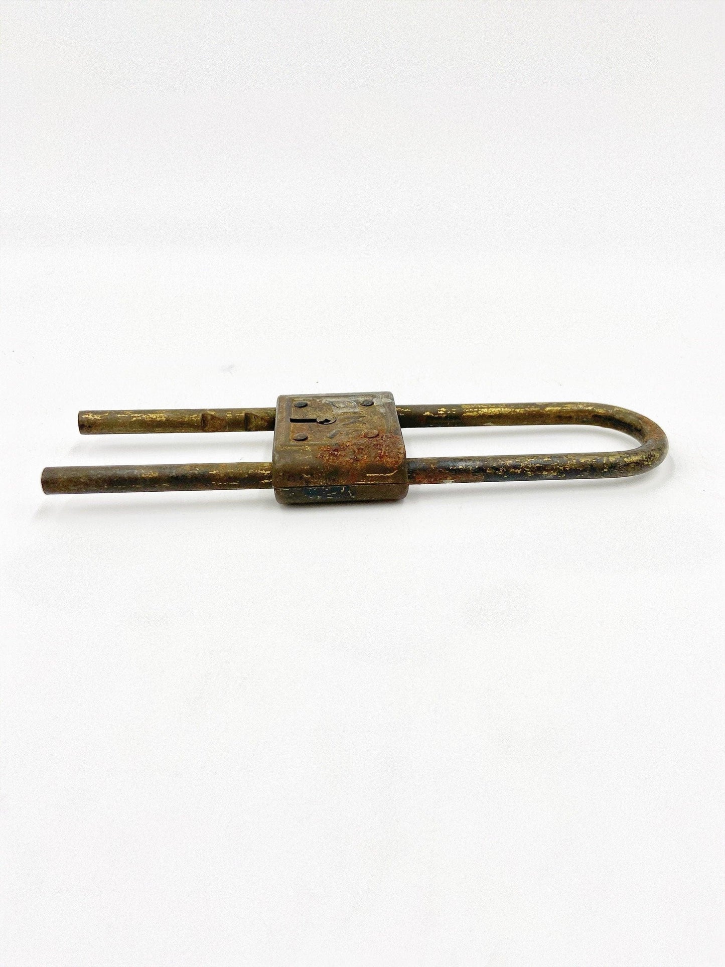 Vintage BIKE Brand Padlock, Rusty Old Home Decor, No Key, Country Farmhouse Decor, Primitive Knick Knacks, Lock No Key -Located at Funkyhouse Vintage Antique Store, Weiser Idaho