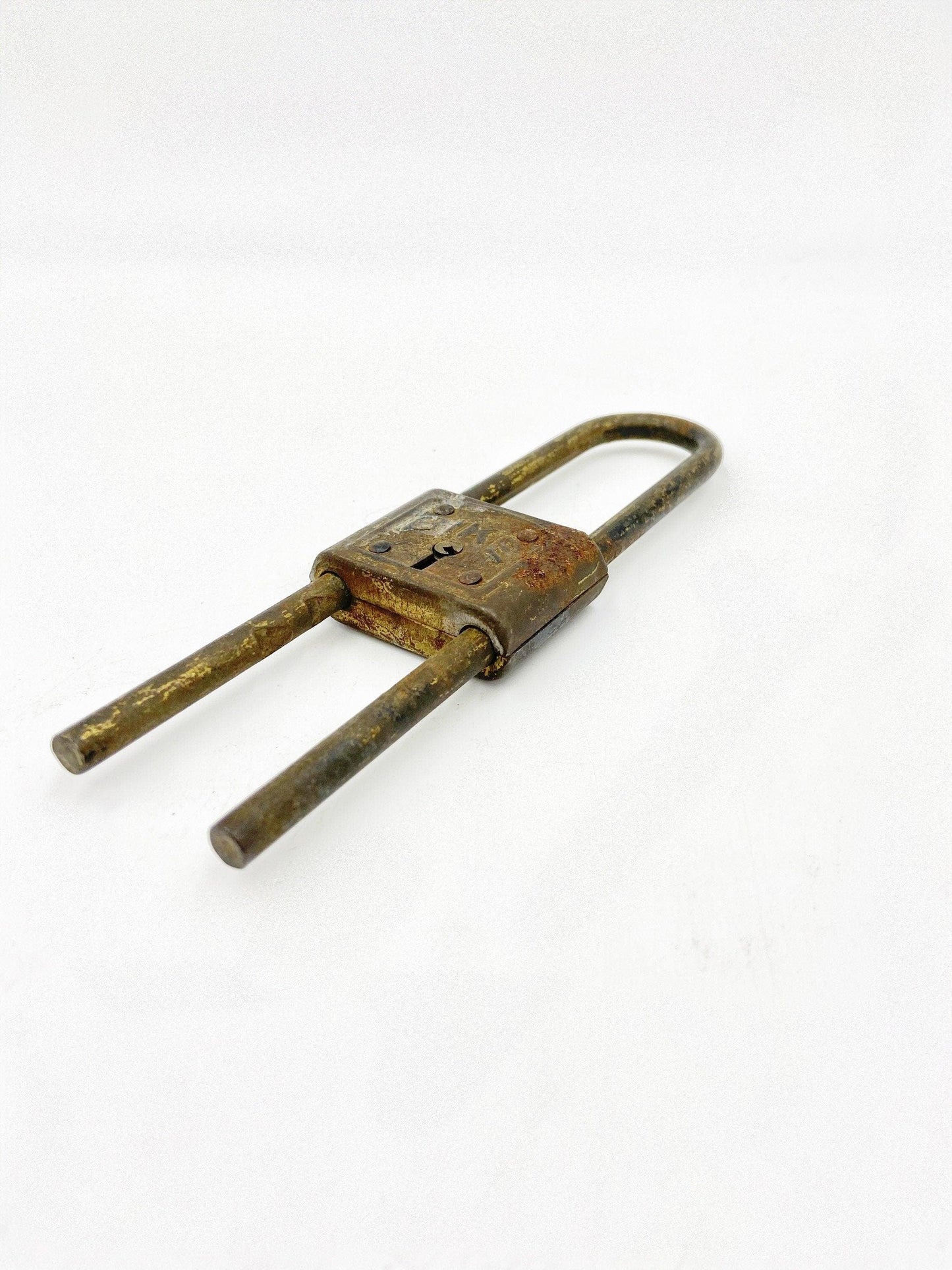 Vintage BIKE Brand Padlock, Rusty Old Home Decor, No Key, Country Farmhouse Decor, Primitive Knick Knacks, Lock No Key -Located at Funkyhouse Vintage Antique Store, Weiser Idaho
