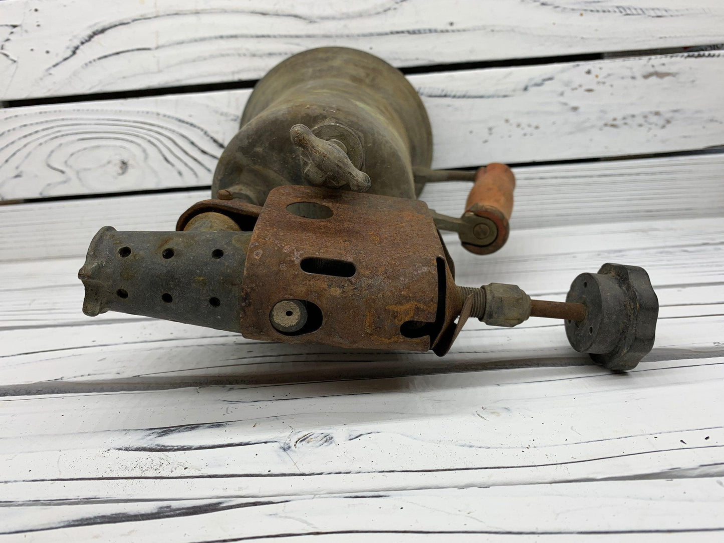 Vintage Blow Torch Brass, Antique Blowtorch with Red Handle, Industrial Dark Academia Decor, Man Cave or Garage, Indie Room Decor, Daft Punk -Located at Funkyhouse Vintage Antique Store, Weiser Idaho