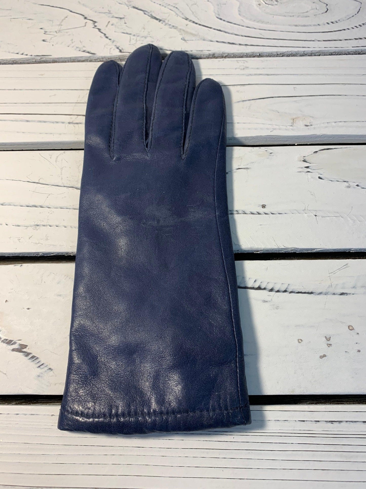 Vintage Blue Leather Gloves, Size 7 Fownes Gloves -Located at Funkyhouse Vintage Antique Store, Weiser Idaho