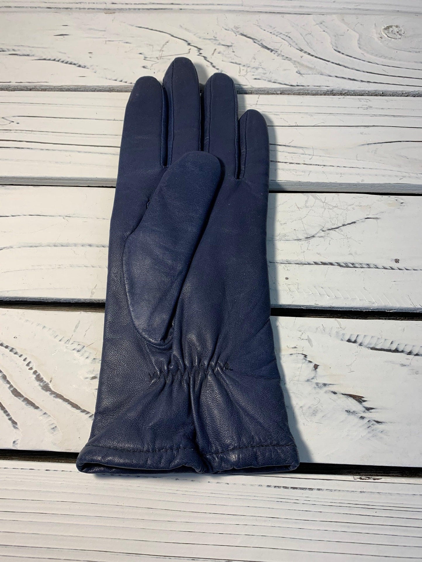 Vintage Blue Leather Gloves, Size 7 Fownes Gloves -Located at Funkyhouse Vintage Antique Store, Weiser Idaho