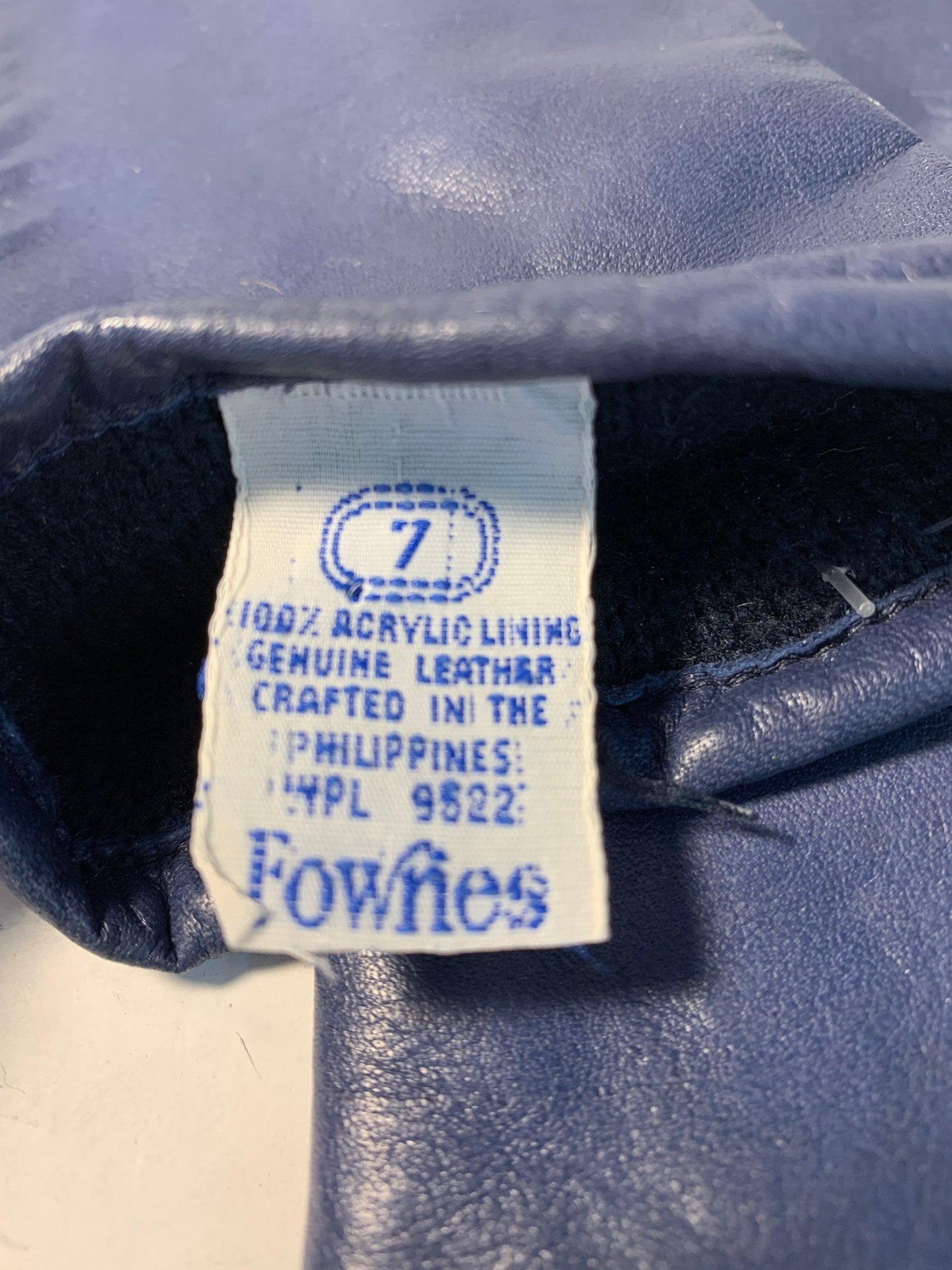 Vintage Blue Leather Gloves, Size 7 Fownes Gloves -Located at Funkyhouse Vintage Antique Store, Weiser Idaho