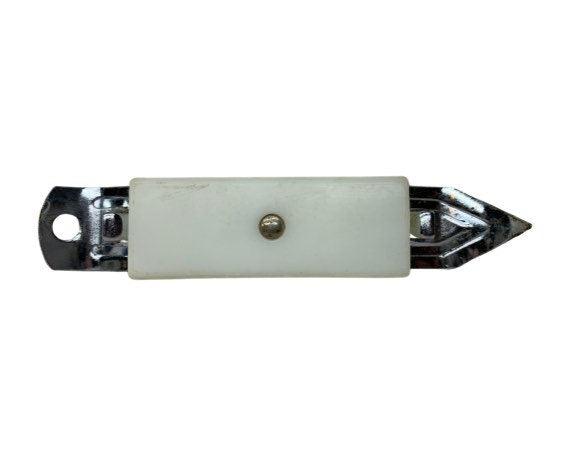 Vintage Bottle Opener Magnet, White Metal Can Opener, Vintage Utensils, 1950s Retro Kitchen -Located at Funkyhouse Vintage Antique Store, Weiser Idaho