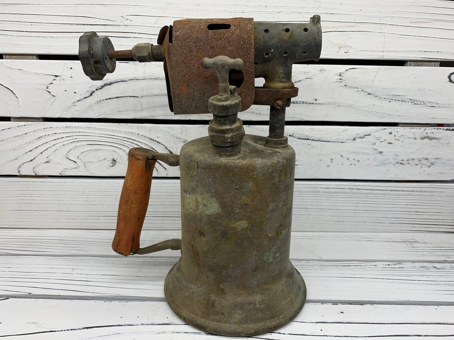 Vintage Brass Blow Torch, Antique Blowtorch with Red Handle, Industrial Dark Academia Decor, Man Cave or Garage, Indie Room Decor, Daft Punk -Located at Funkyhouse Vintage Antique Store, Weiser Idaho