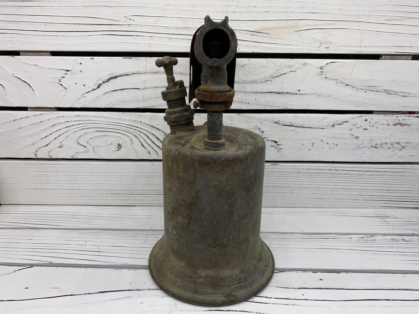 Vintage Brass Blow Torch, Antique Blowtorch with Red Handle, Industrial Dark Academia Decor, Man Cave or Garage, Indie Room Decor, Daft Punk -Located at Funkyhouse Vintage Antique Store, Weiser Idaho