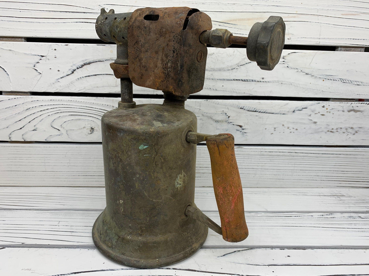 Vintage Brass Blow Torch, Antique Blowtorch with Red Handle, Industrial Dark Academia Decor, Man Cave or Garage, Indie Room Decor, Daft Punk -Located at Funkyhouse Vintage Antique Store, Weiser Idaho