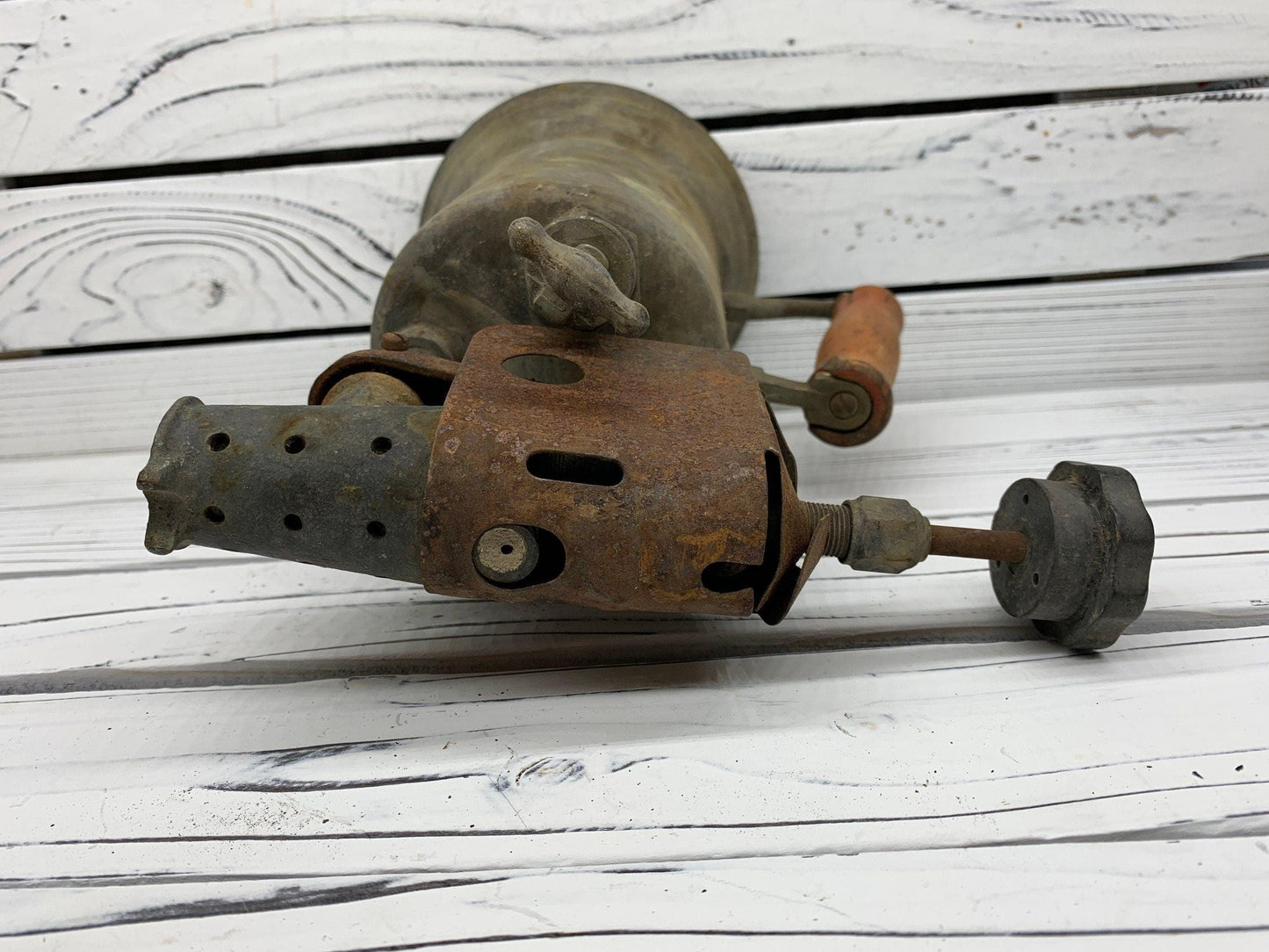 Vintage Brass Blow Torch, Antique Blowtorch with Red Handle, Industrial Dark Academia Decor, Man Cave or Garage, Indie Room Decor, Daft Punk -Located at Funkyhouse Vintage Antique Store, Weiser Idaho
