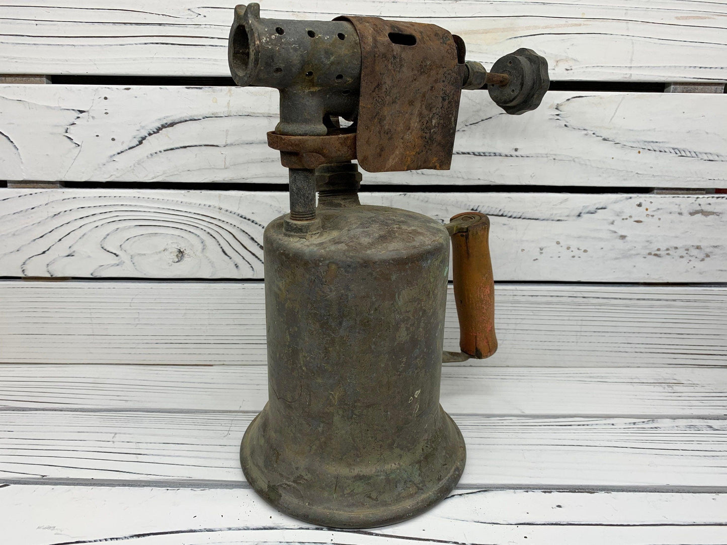 Vintage Brass Blow Torch, Antique Blowtorch with Red Handle, Industrial Dark Academia Decor, Man Cave or Garage, Indie Room Decor, Daft Punk -Located at Funkyhouse Vintage Antique Store, Weiser Idaho
