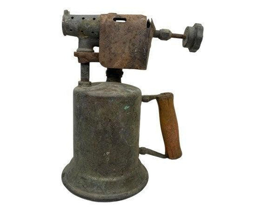 Vintage Brass Blow Torch, Antique Blowtorch with Red Handle, Industrial Dark Academia Decor, Man Cave or Garage, Indie Room Decor, Daft Punk -Located at Funkyhouse Vintage Antique Store, Weiser Idaho