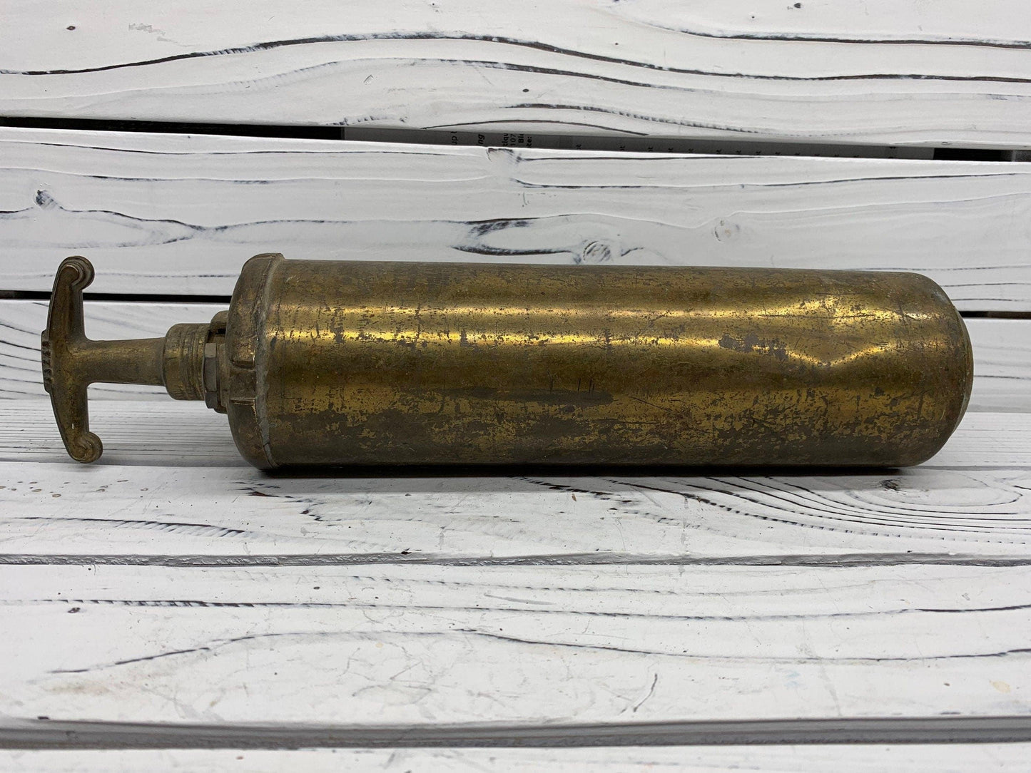 Vintage Brass Fire Extinguisher, Antique Brass Extinguisher, Industrial Dark Academia Decor, Man Cave or Garage, Indie Room Decor, Daft Punk -Located at Funkyhouse Vintage Antique Store, Weiser Idaho