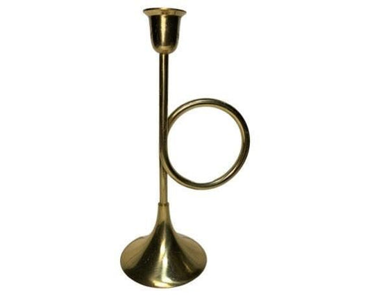 Vintage Brass Horn Candlestick, Solid Brass Candle Holder by Hosley, Wedding and Farmhouse Decor -Located at Funkyhouse Vintage Antique Store, Weiser Idaho