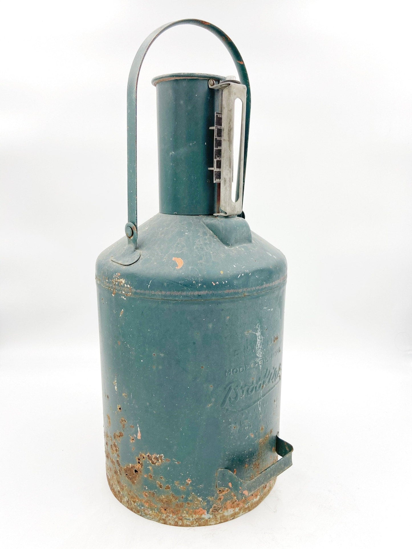 Vintage BROOKINS Service Gas Station Calibration Test Measure 5 Gal. Metal Can, Gift for Him, Man Gift -Located at Funkyhouse Vintage Antique Store, Weiser Idaho