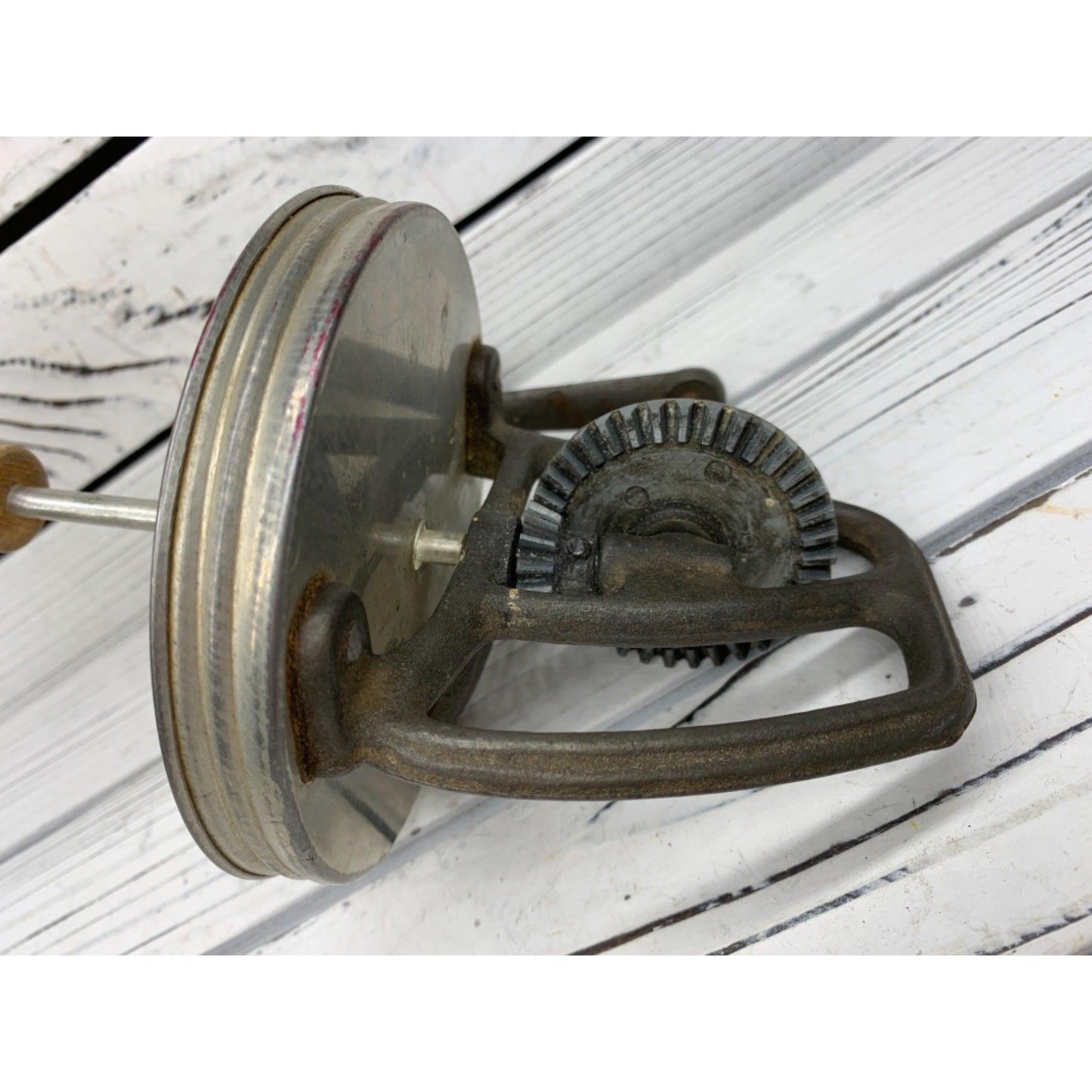 Vintage Butter Churn Top, Geared Butter Churn Handle With Paddle -Located at Funkyhouse Vintage Antique Store, Weiser Idaho