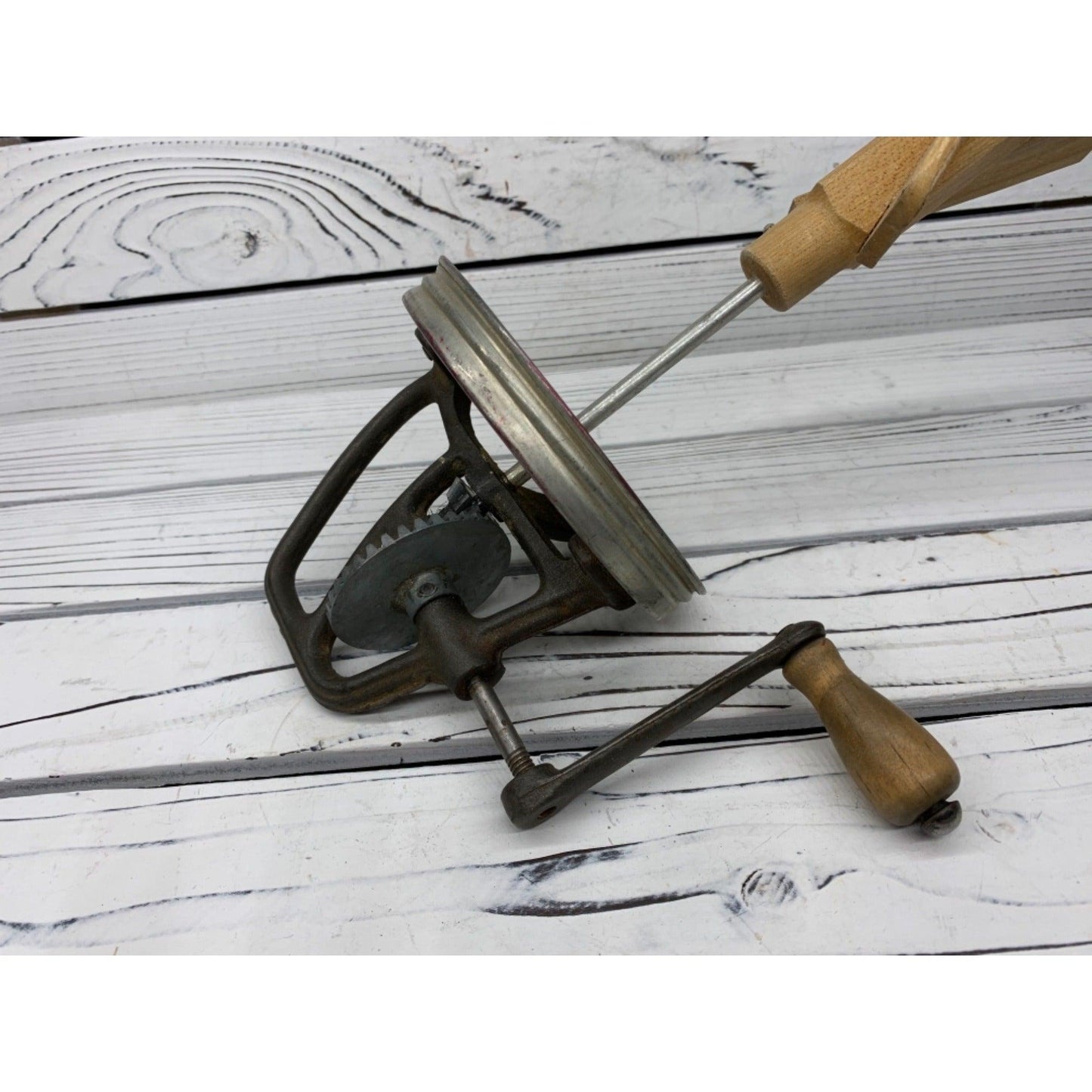 Vintage Butter Churn Top, Geared Butter Churn Handle With Paddle -Located at Funkyhouse Vintage Antique Store, Weiser Idaho